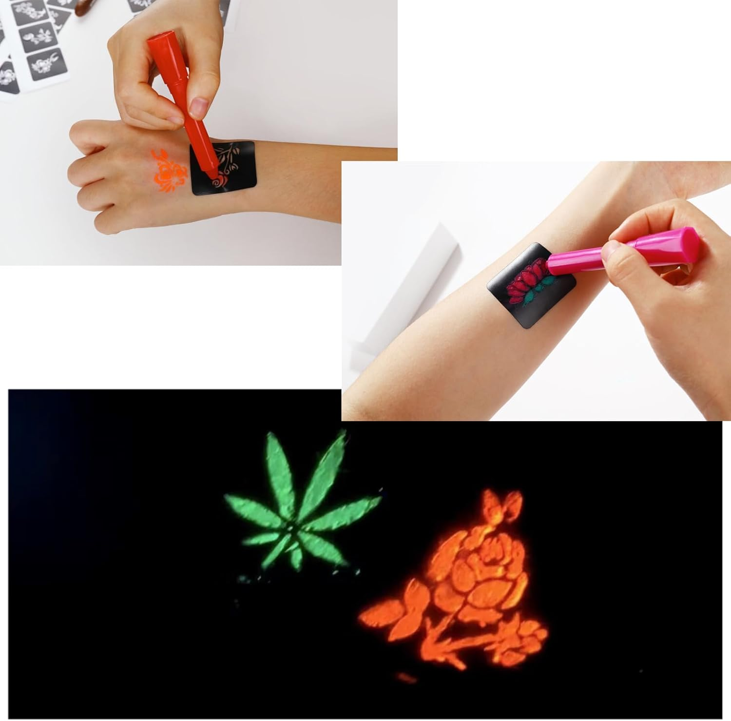 Glow in the Dark Paint-12 Colors 60G Crayons Body and Face Painting Kit Glow under UV Light,Non-Toxic Makeup for Halloween Masquerades Christmas Party Supplies image number 4