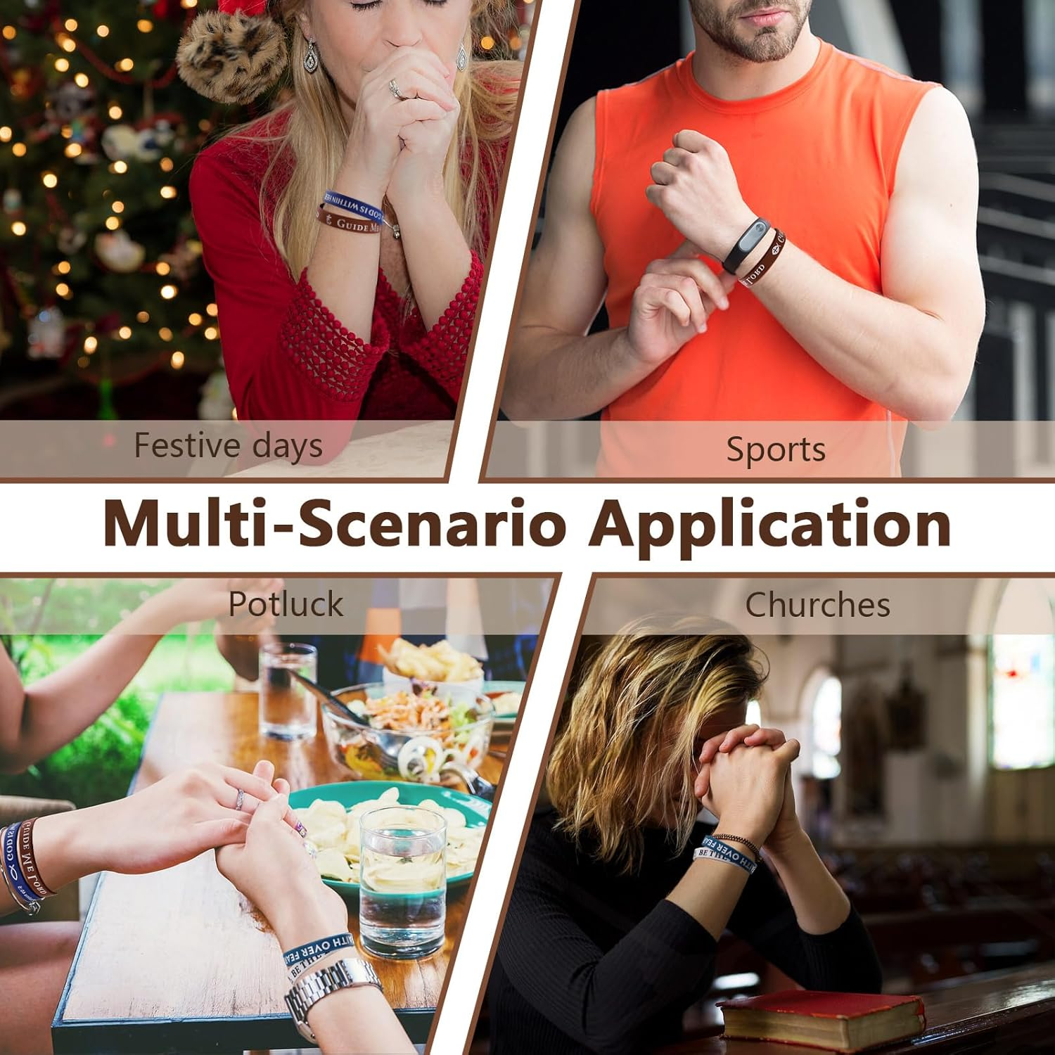 ORNAROVI 20 Styles Silicone Scripture Bracelets with Verses, Religious Bible Verse Bracelets Bulk, Inspirational Bible Colored Wristbands, Christian Bracelet for Men Women Gift image number 1