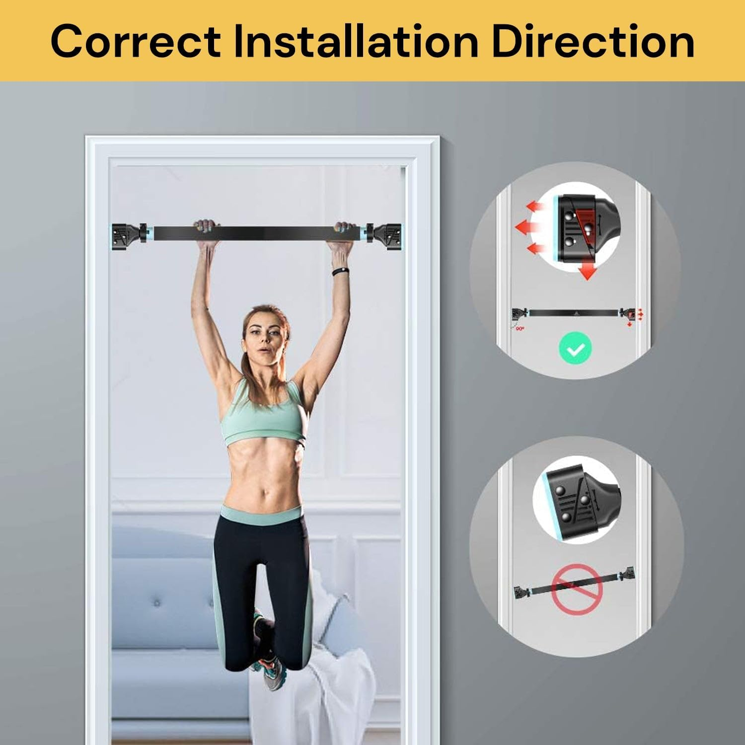Spendeal Pull up Bar for Doorway, No Screws Adjustable Chin up Bar 72&ndash;97Cm with Locking System & Level Meter, Home Gym Strength Training Bar for Upper Body Workout, Fitness Exercise, 150Kg Load Capacity image number 2