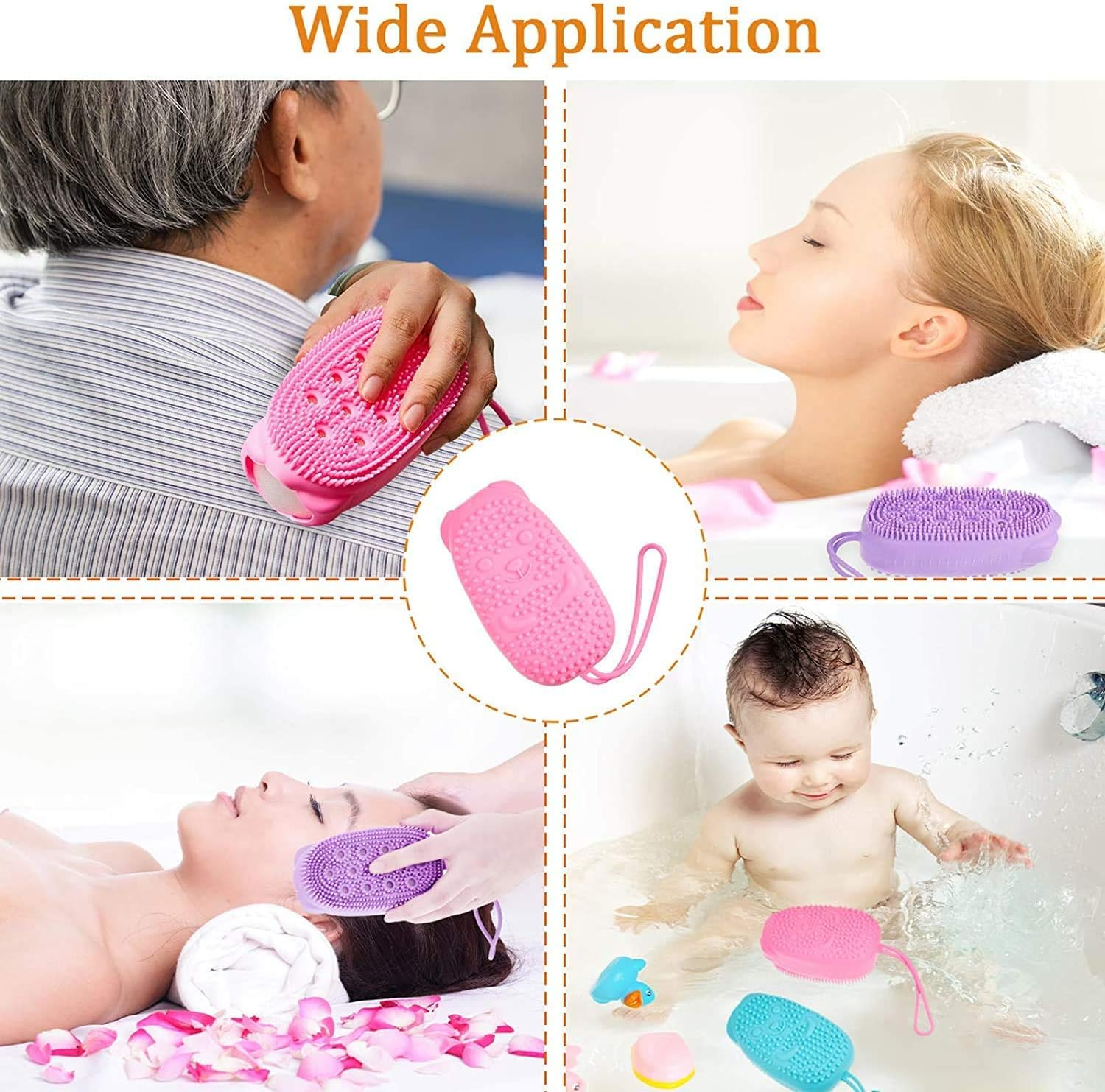 JRT Bubble Bath Brush Quick Foaming Bath Brush Scrubbing Brushes Soft Rubbing Massage Bubble Body Cleaner Silicone Bathroom image number 3