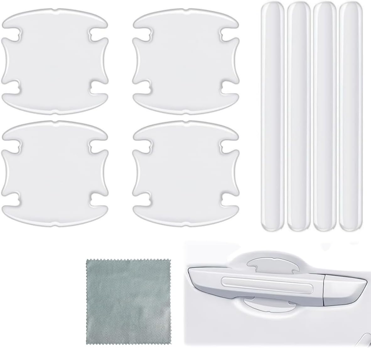 8 PCS Transparent Car Door Handle Protective Film,Ywbfove Transparent Waterproof PVC Cup Protector, Anti-Scratch Handle Protective Film, Suitable for Most Car Door Handles image number 2
