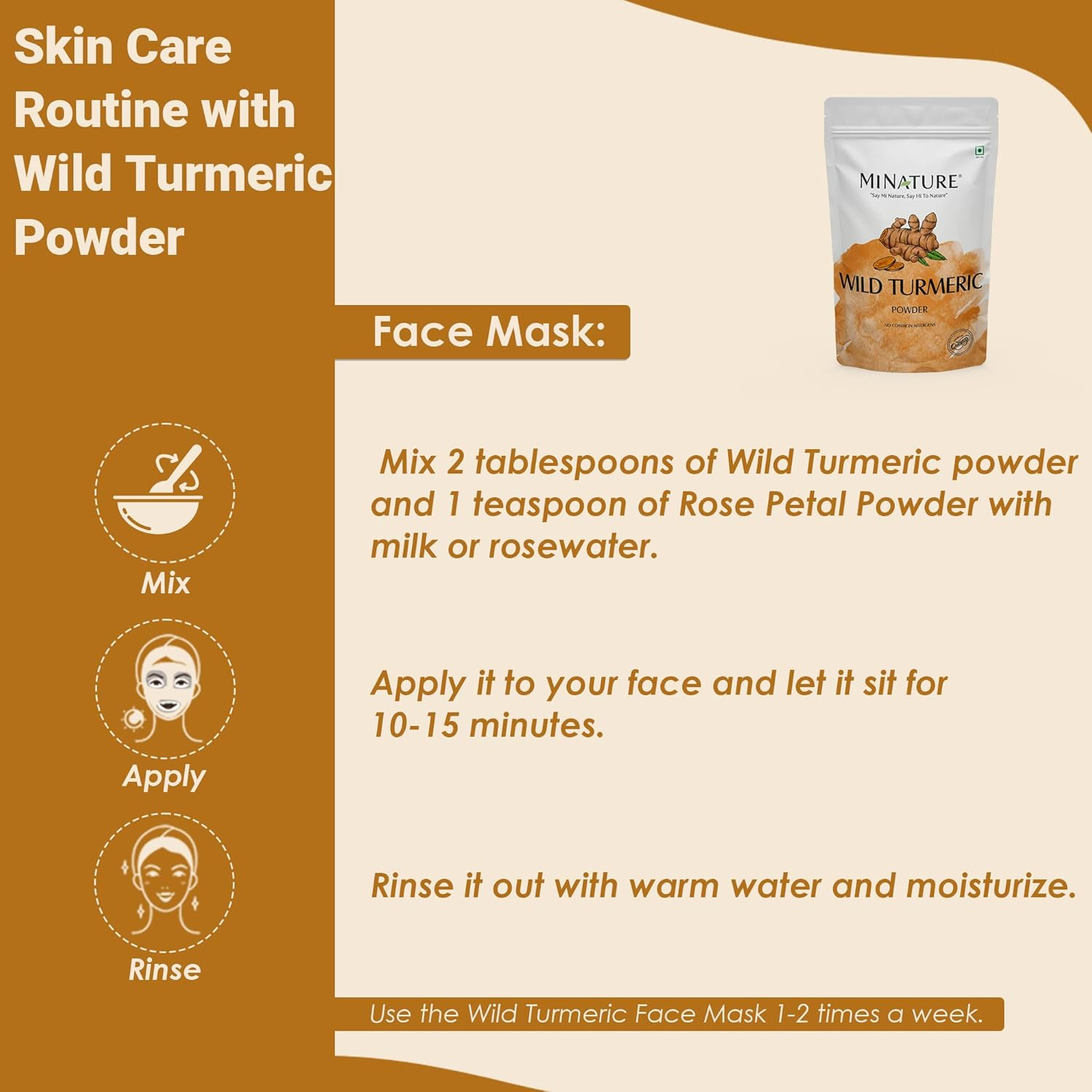 Wild Turmeric Powder by Mi Nature | Kasturi Manjal (Jungli Haldi/Amba Haldi) Powder | Dark Spot, Pigmentation, Tan Removal| Naturally Refreshed Even Skin | 100G(3.5Oz) image number 3