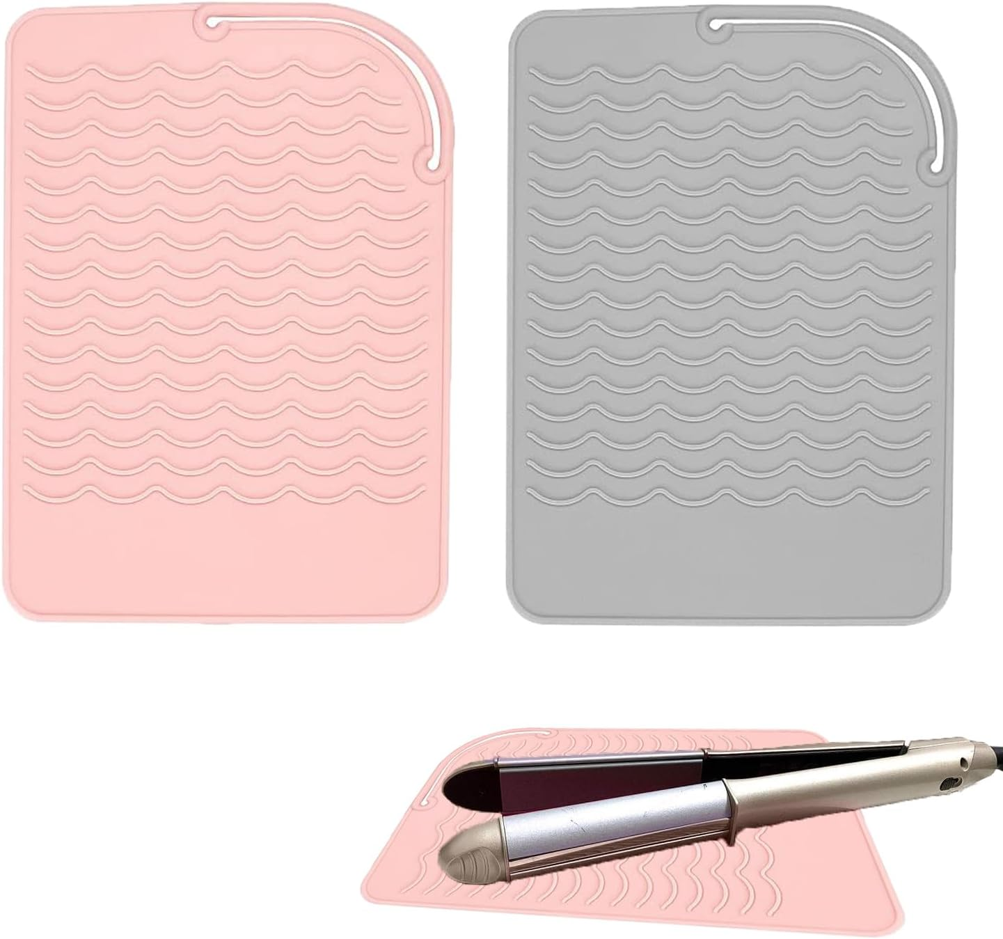 JOOTUEPO 2 X Travel Mat for Straighteners, Straighteners and Hair Styling Tools, Mat Cover for Curling Irons, Hair Straighteners, Straighteners and Other Hot Hair Tools (Pink, Grey) image number 4