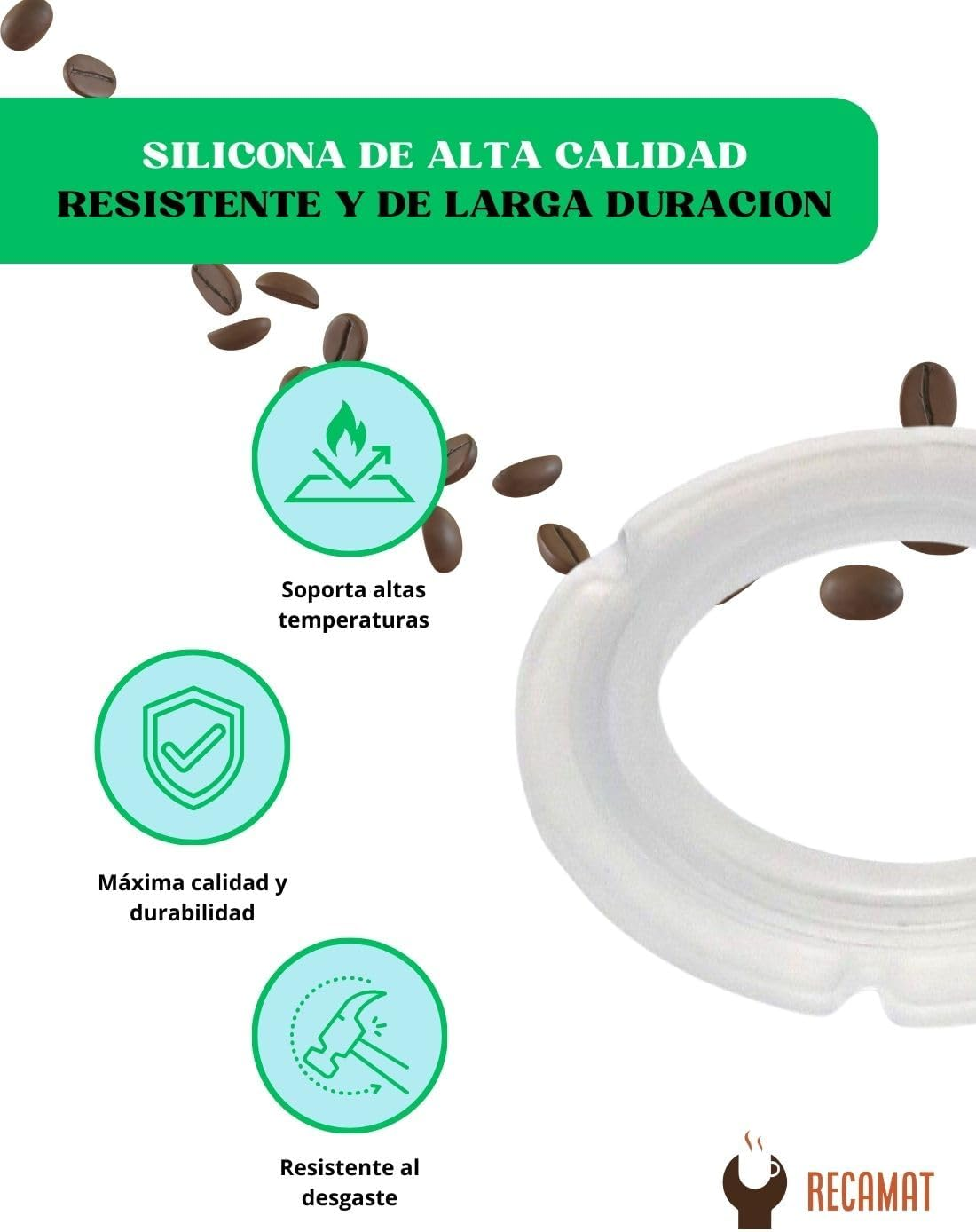 RECAMAT. Replacement Strainer Gasket for Cecotec Power Espresso 20 Tradizionale Durable Heat Resistant Replacement image number 4