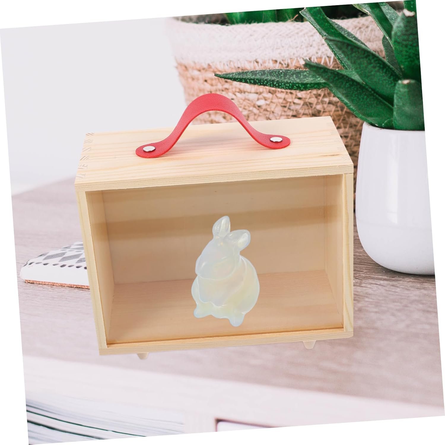 MUSISALY Wooden Storage Box Container with Transparent Lid Reusable Decorative Box for Home Office Smooth Edges Space-Saving Design for Organizing Supplies image number 1