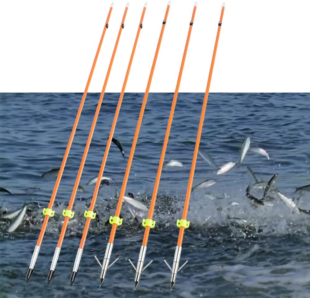 ZSHJGJR 32 Inch Bow Fishing Arrows Archery Fiberglass Fishing Hunting Arrows with Safety Slides for Compound Bow Recurve Bow Fishing Hunting 3/6/12Pcs image number 2