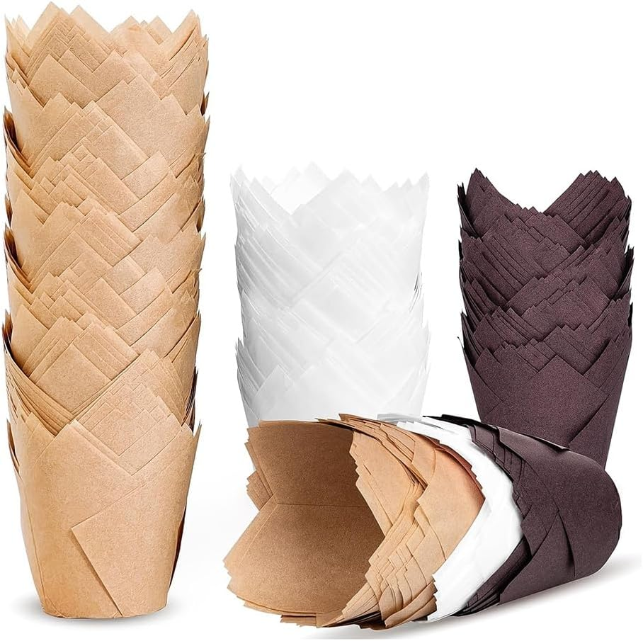 200Pcs Tulip Cupcake Liners, Muffin Liners Holders for Baking Cups, Greaseproof Cupcake Wrappers For, Christmas Easy to Use image number 3