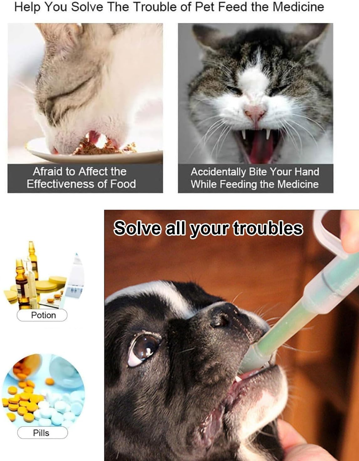 JUKOTA Pack of 2 Pill Dispensers Cat Dogs Pet Feeder Pill Dispenser for Cats Pill Assist Cat Pill Dispenser Cat Pet Pill Launcher Reusable Pusher Tablet image number 1