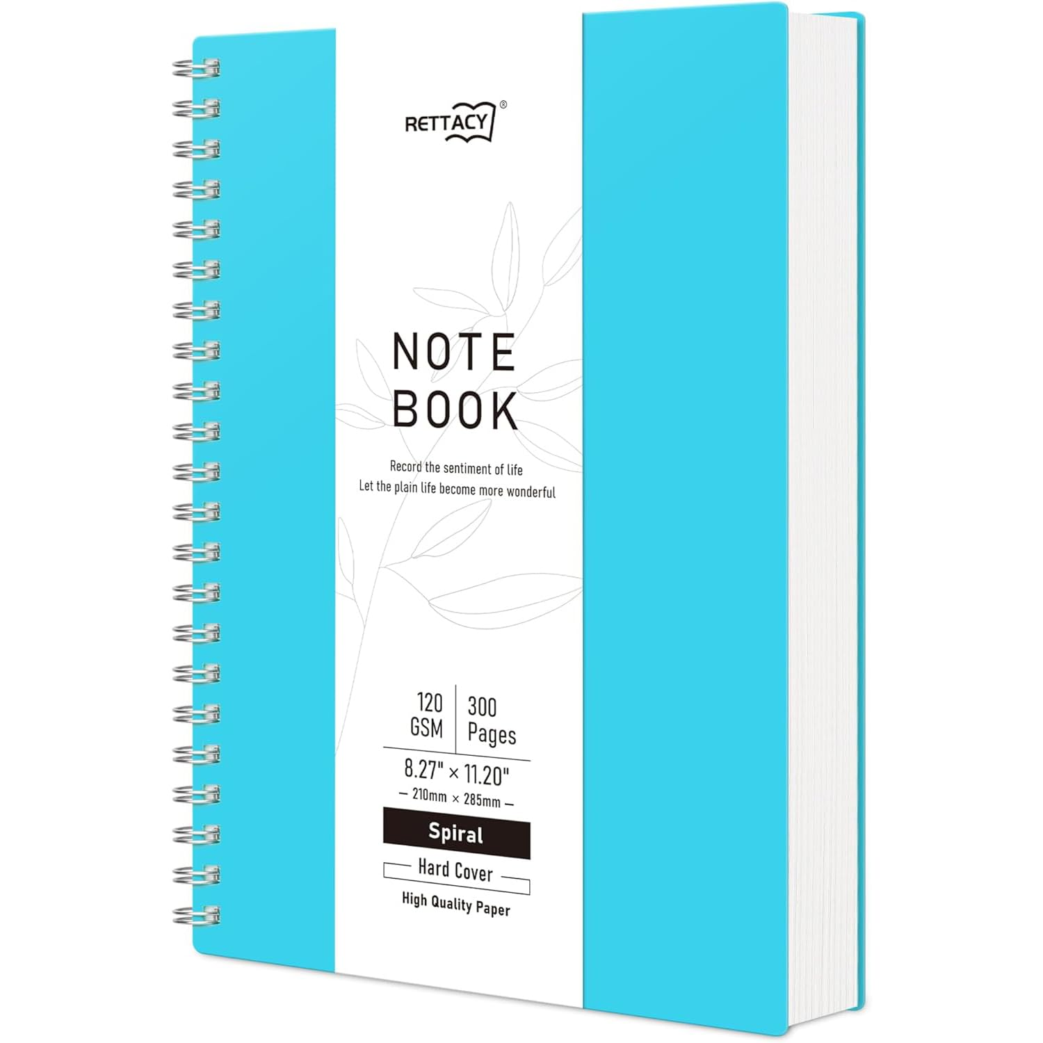 RETTACY A4 Spiral Blank Notebook, Wired Sketchbook, 300 Pages/150 Sheets for Drawing, 120 GSM, Plastic PVC Hard Cover, for Writing, Women, Men, School, 21.5 X 27.9 Cm, Blue image number 4