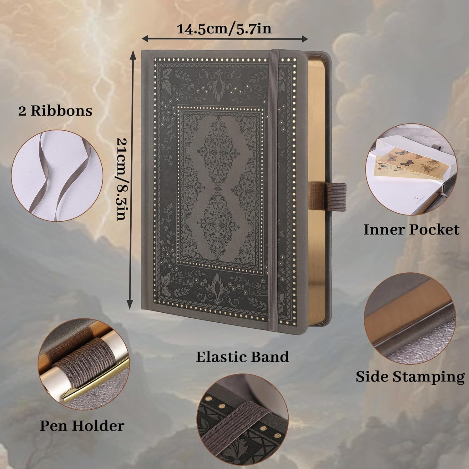 TIEFOSSI Bullet Dot Journals for Women Men, Dot Journals for Writing Women, 160Gsm Thick Paper, 190 Numbered Pages, for Planner Organization image number 3