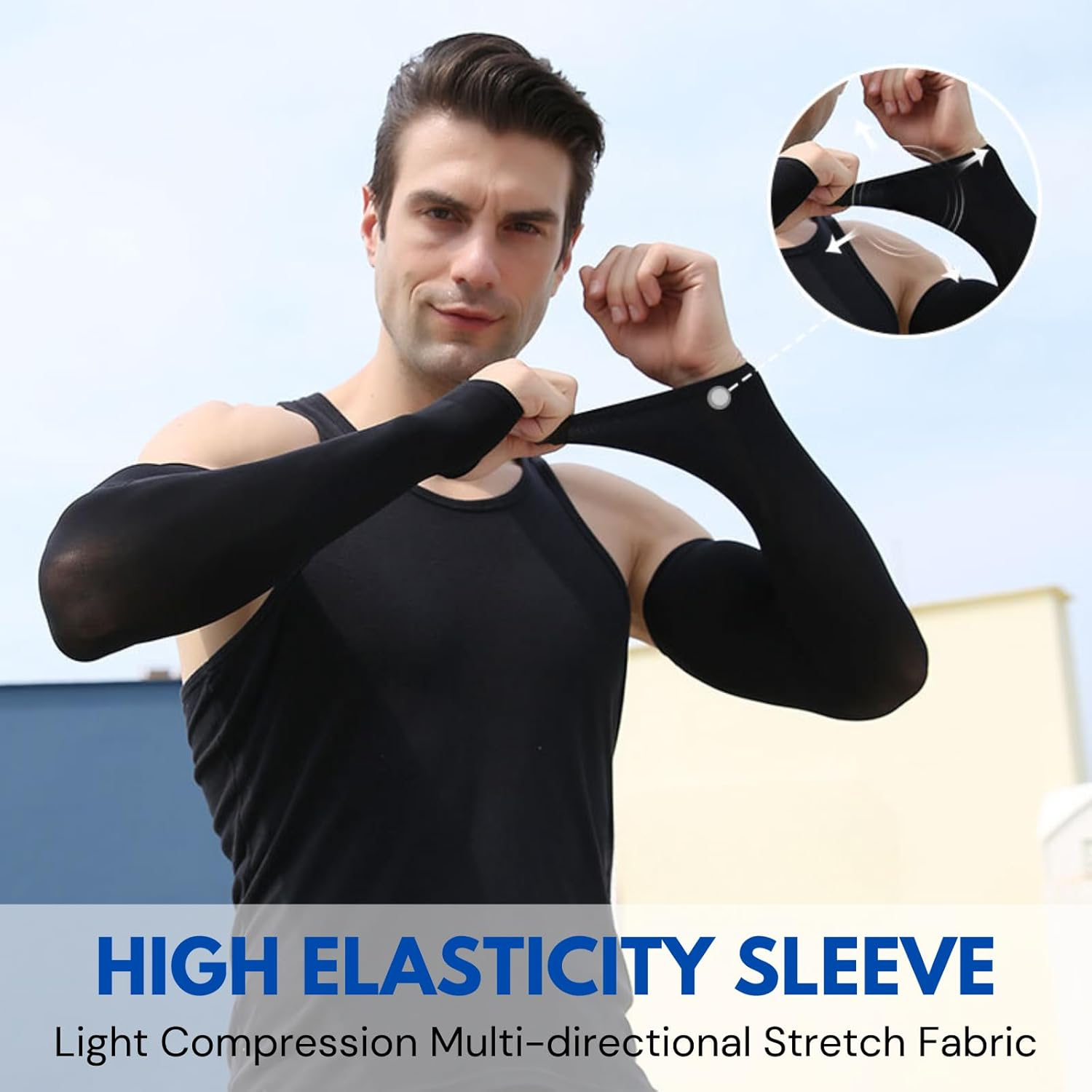 Men&rsquo;S Compression Arm Sleeves for Sun Protection UPF 50(2 Pairs), Cooling UV Protection Sleeves for Basketball, Golf, Cycling, Running, Driving, Volleyball, Fishing, Sports image number 2