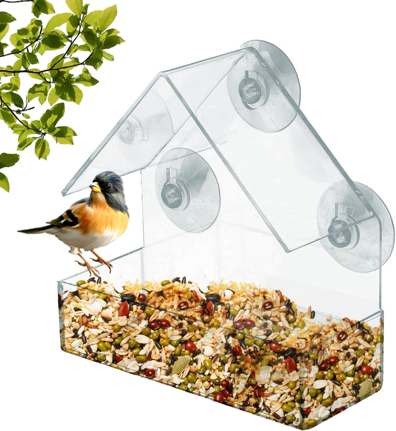 Window Bird Feeder &ndash; Clear Acrylic Bird Feeder, See-Through Design for Close-Up Bird Watching, Easy to Install & Clean image number 2