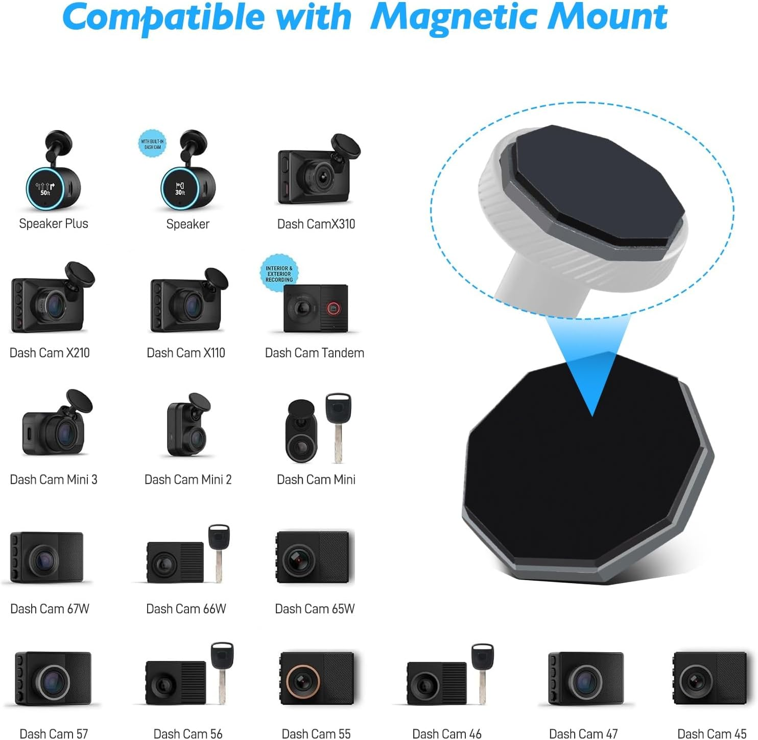 4 Pcs Adhesive Metal Piece Replacement Compatible with Garmin Low-Profile Magnetic Mount, Compatible with Dash Cam Mount 45/46/47/55/56/57/65W/66W/67W/Tandem/Speak plus (Not Include Mount) image number 4