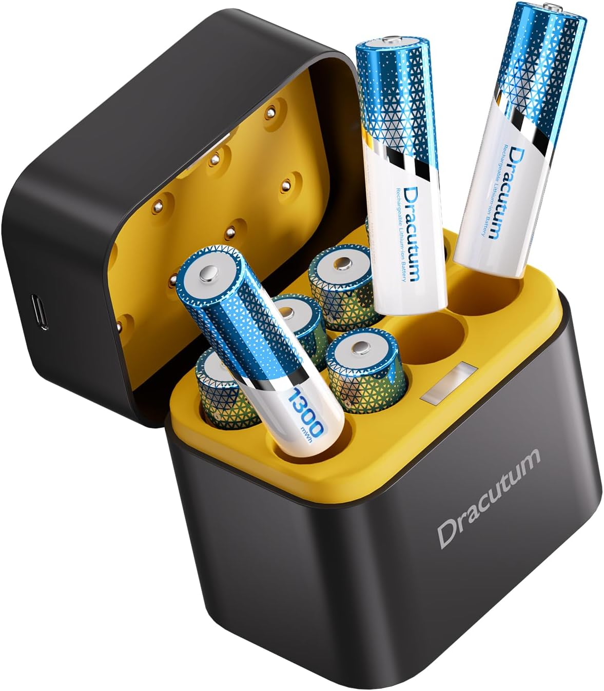 Dracutum AAA Rechargeable Batteries Lithium 8 Pack with Fast Charger - 1300Mwh High Capacity 1.5V Constant Output Rechargeable AAA Batteries, 2000 Cycles Long-Lasting Li-Ion Triple a Batteries image number 1