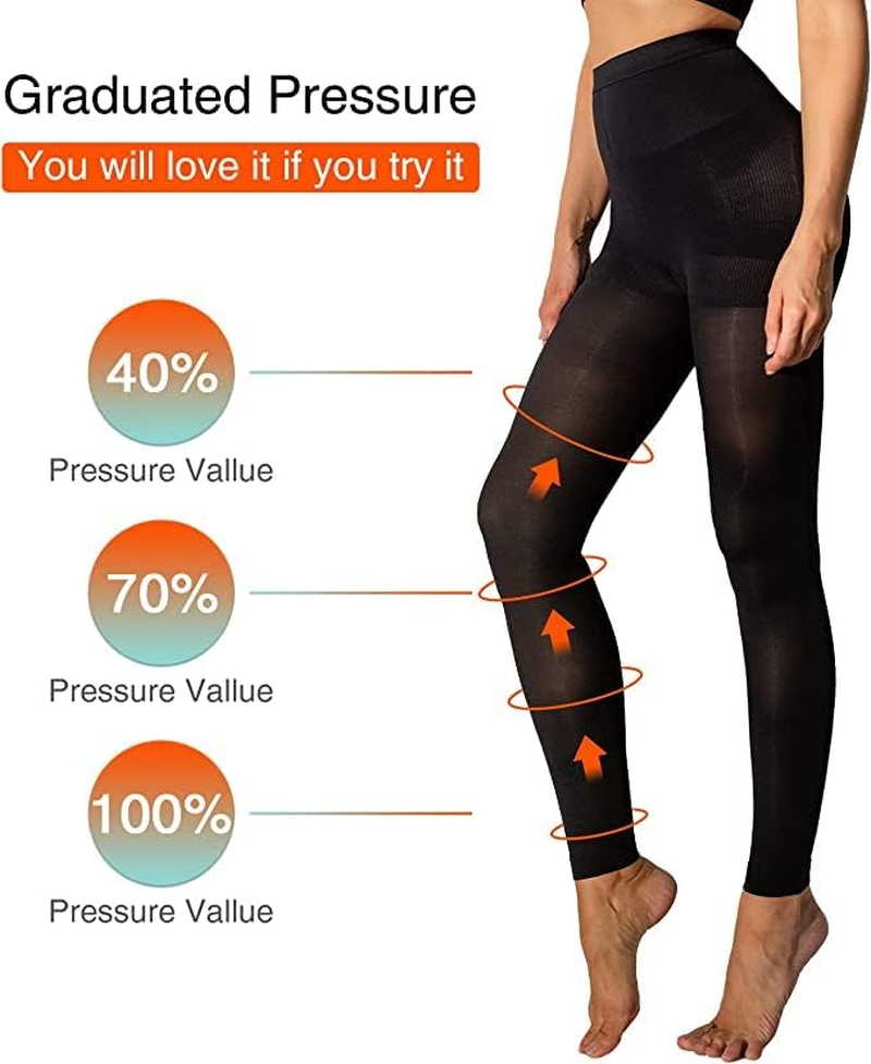 Women'S Compression Pantyhose 15-20Mmhg Opaque Firm Support Hose Medical Graduated Support Stocking image number 3