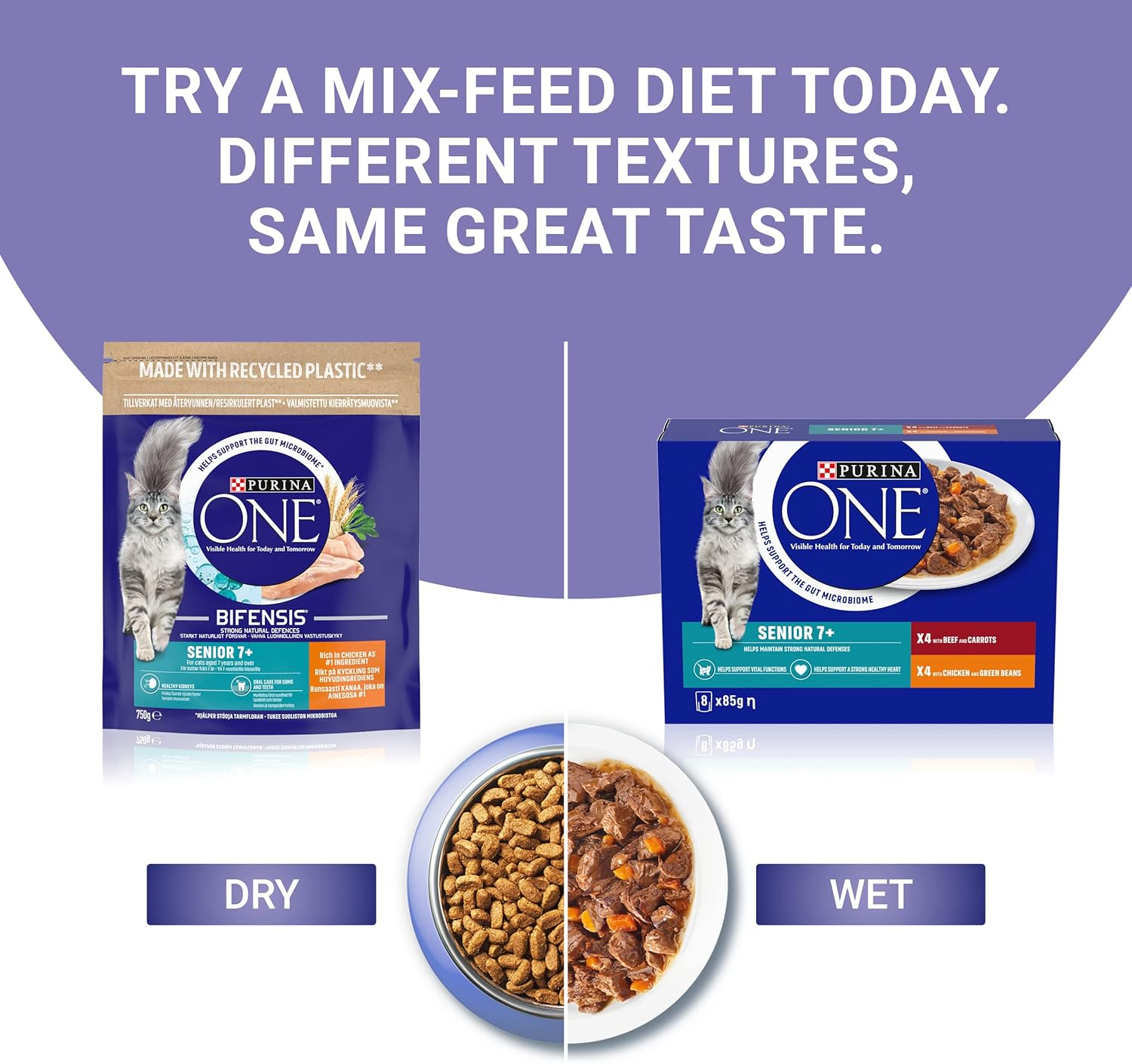 PURINA ONE Wet Cat Food Senior 7+ Mini Fillets Chicken and Beef 8X85G image number 5