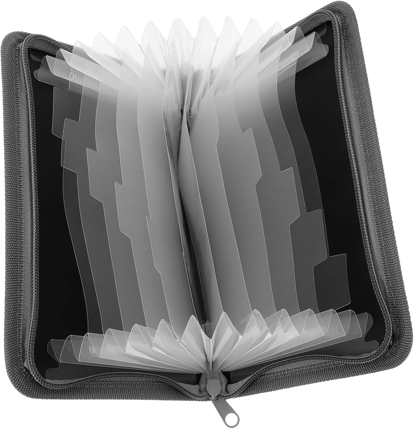 JEWEDECO Mini Accordion File Organizer A6 Zipper Expanding Receipt Holder Portable Travel Document Organizer Small Bills Folder PVC Inner Pages and Grey Edging image number 4