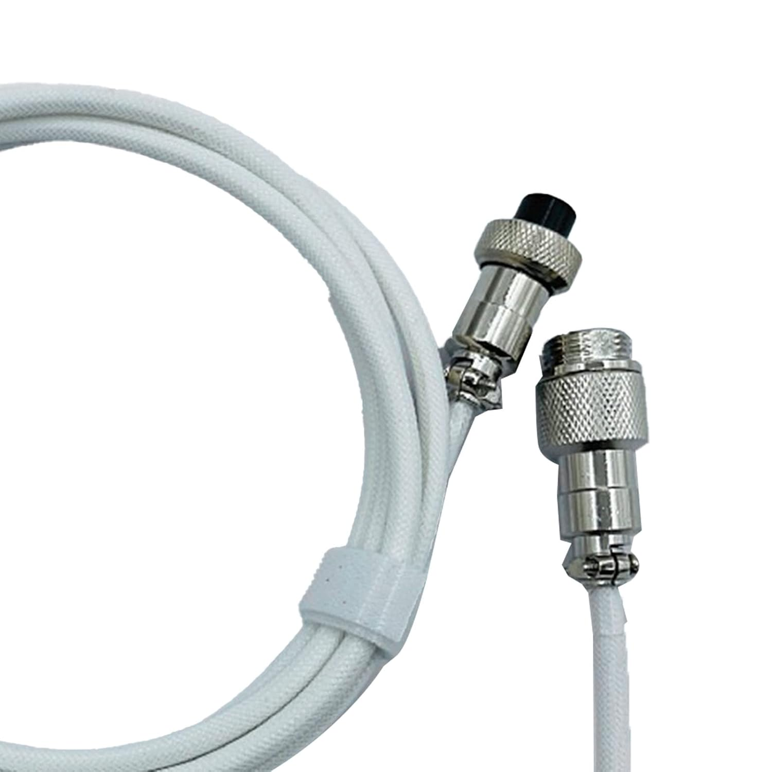 POENVFPO Retractable Coiled Gaming Keyboard Cable Sturdy Connector Two Stage Design Keyboard Cord for Mechanical for Game Enthusiasts PE Material (White) - Silver Grey image number 2