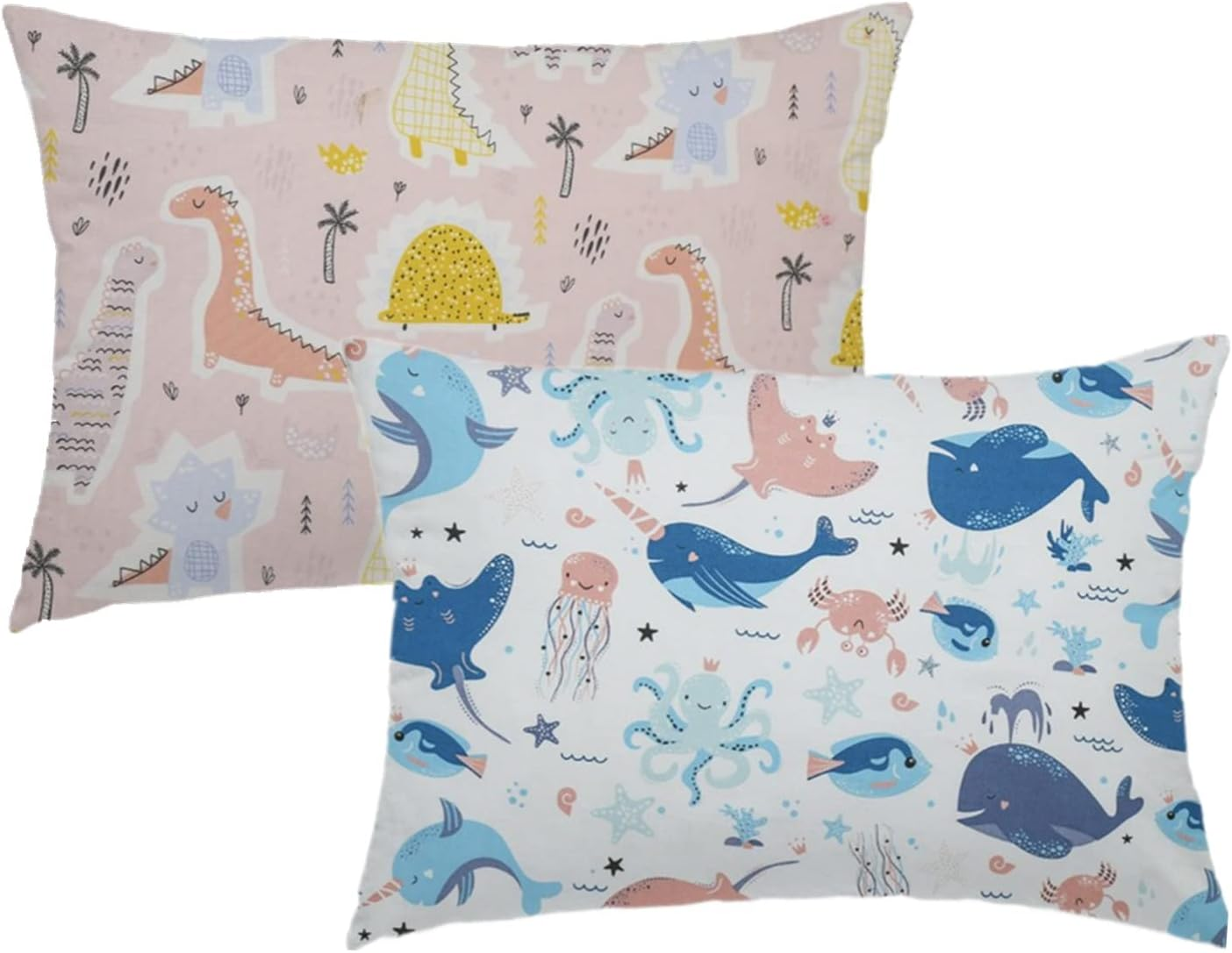 Baby Toddler Pillowcase,2 Packs 100% Cotton Pillow Cover for Kids Bedding,15X23 Pillowslip Case for Sleeping Fits Pillows Sized 13X18 or 14X19,Envelope Closure Travel Pillow Pillowcase