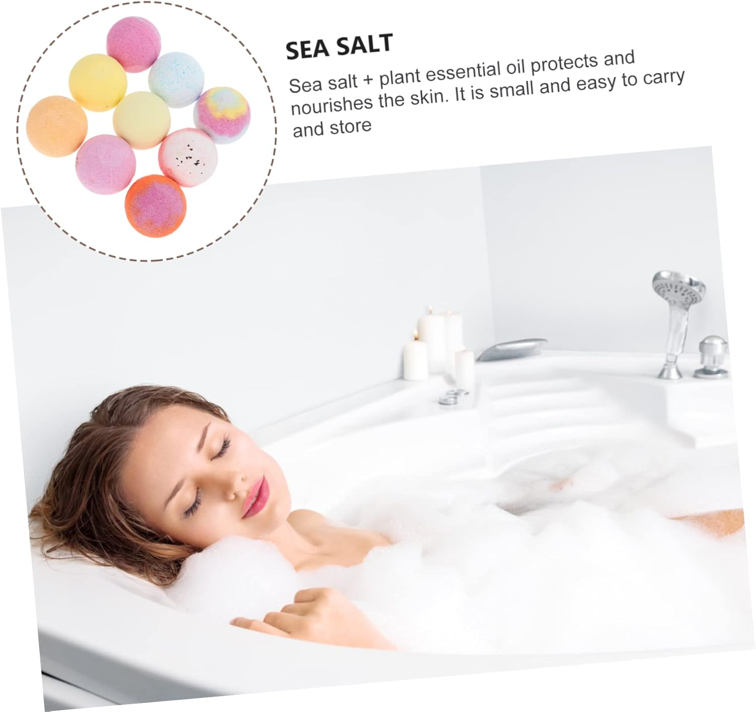 Beatifufu 9Pcs Essential Oil Set 60G Fragrant Bubble Balls for Spa Relaxation Moisturizing Bath Accessories Women and Boys and Girls image number 3