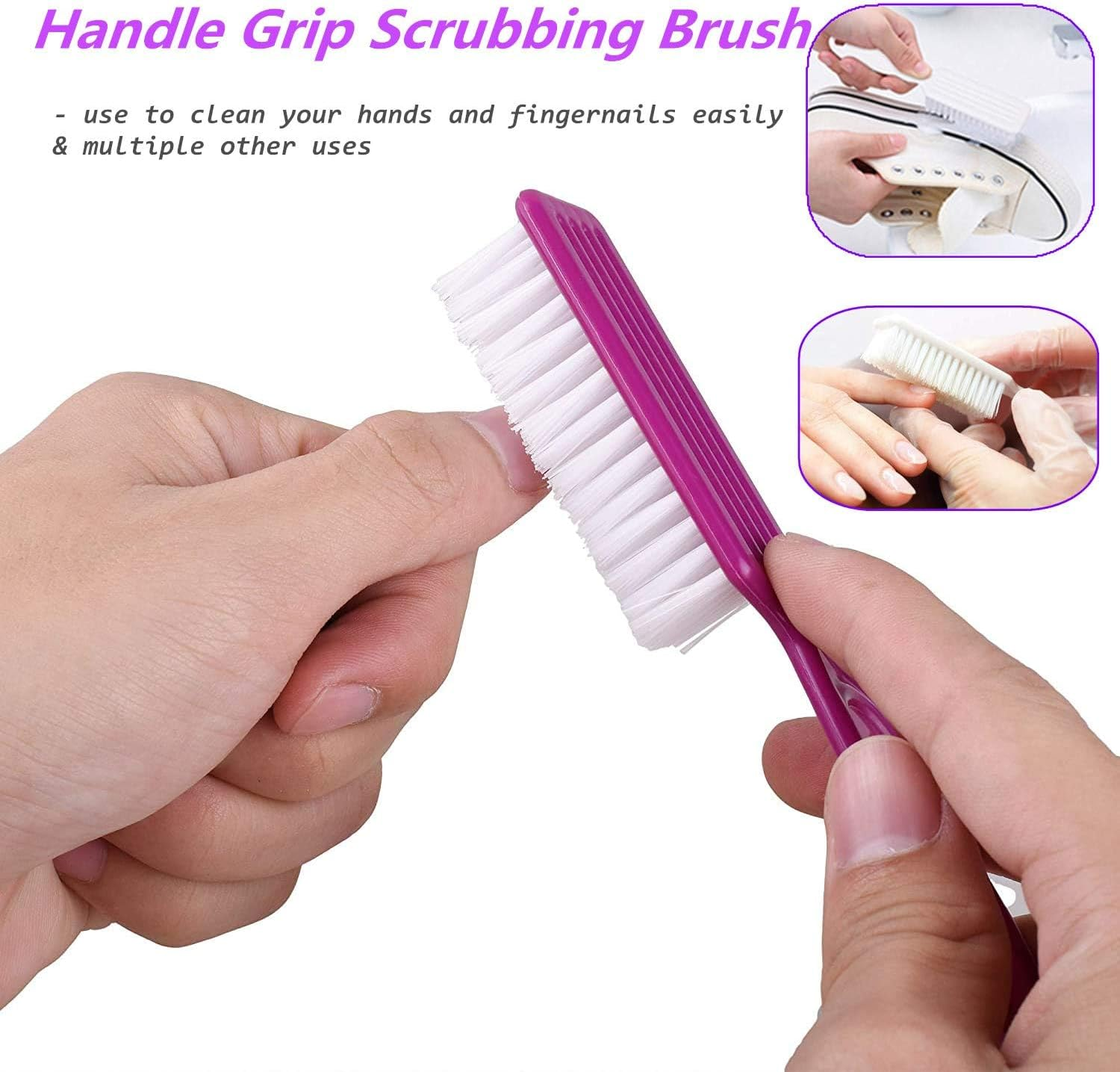 YAKESD Handle Grip Nail Brush Set - 6 Pack Nail Cleaning Brushes for Toes and Fingernail Care,Soft and Stiff Bristles, Pedicure and Manicure Tool image number 3