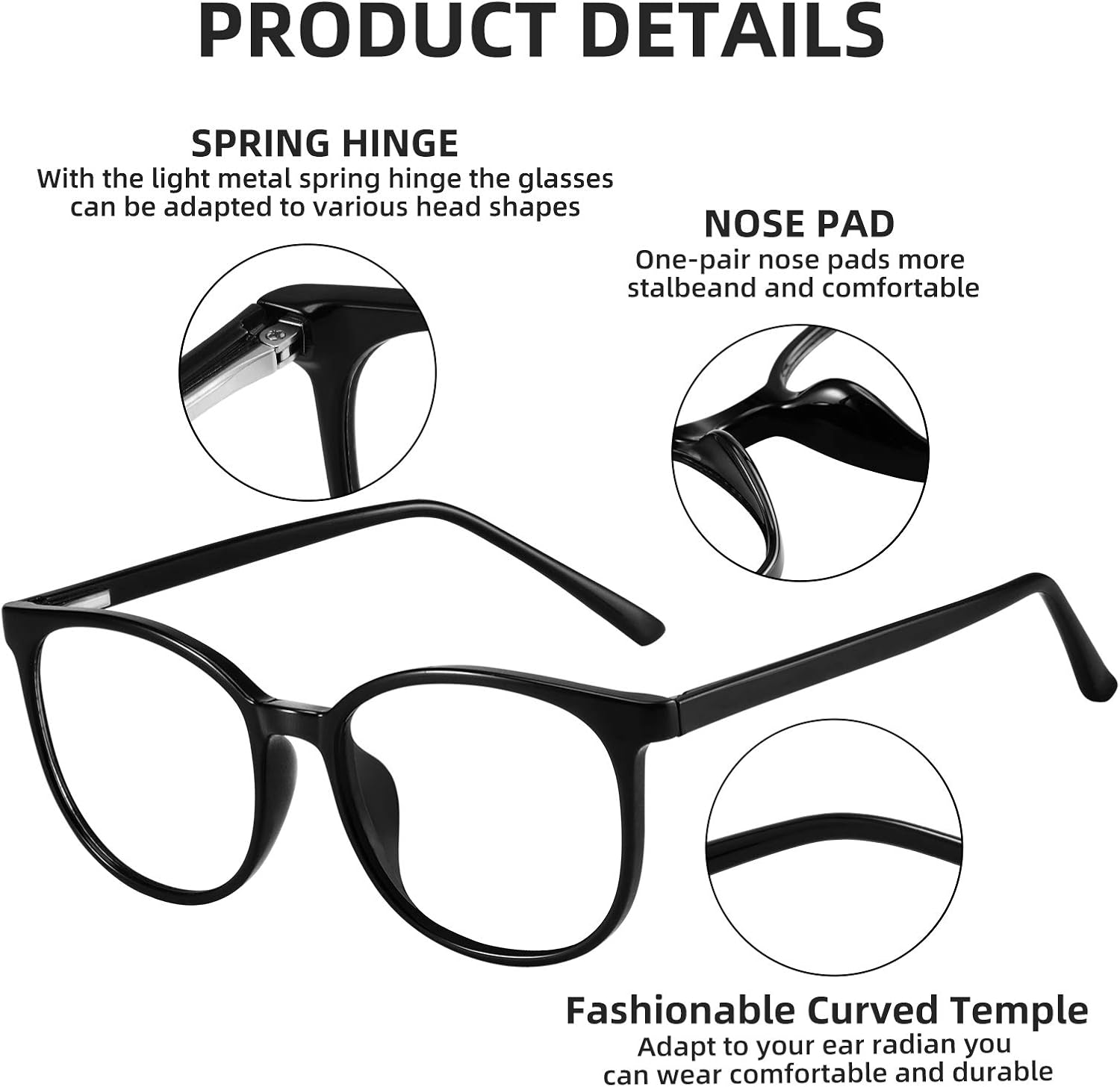 FONHCOO Blue Light Blocking Glasses Fashion round TR90 Frame Transparent Eyewear anti UV Computer Glasses for Women Men image number 3