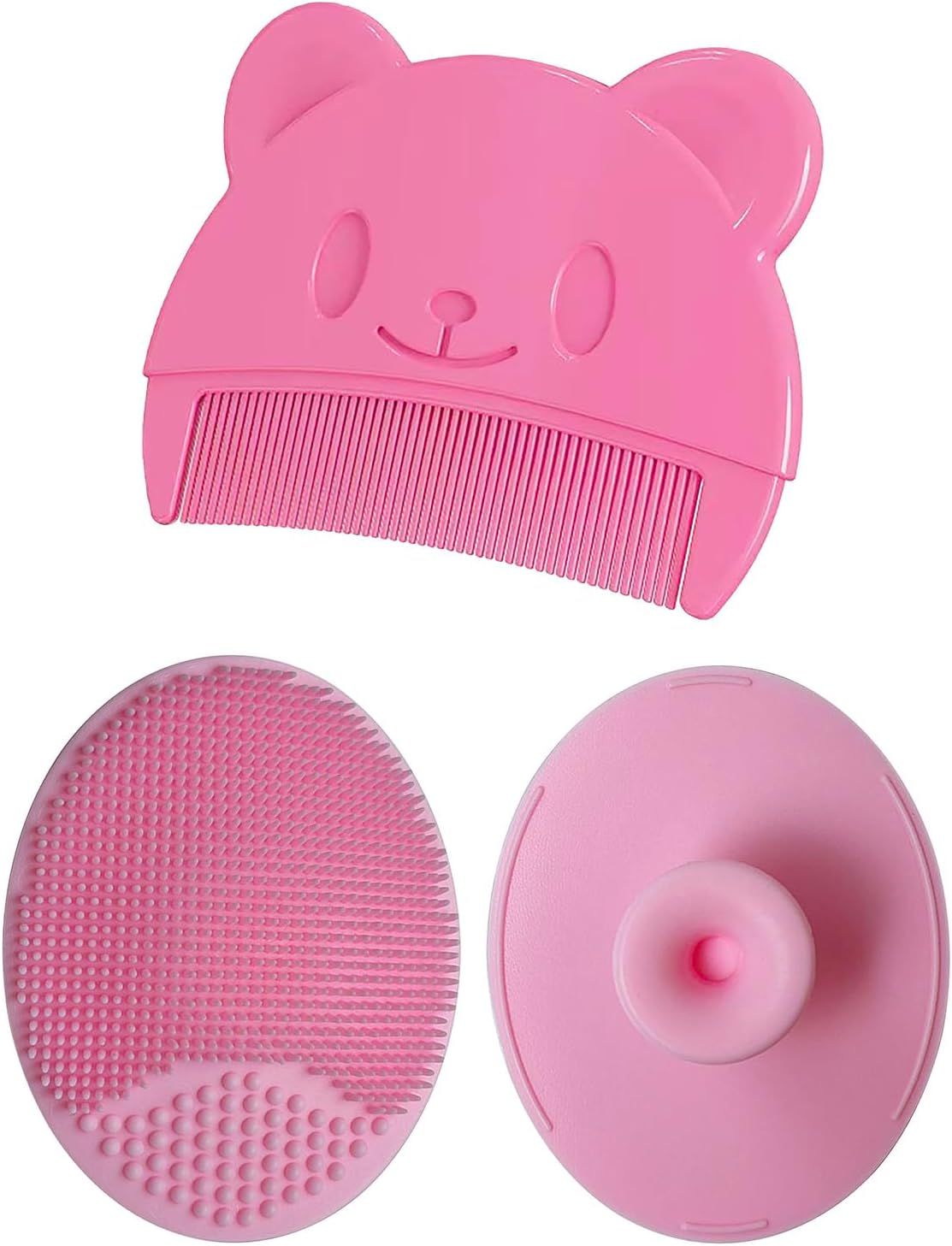 Baby Bath Brush, Baby Cradle Cap Brush, Silicone Massage Brush, Baby Comb, Children'S Comb（3Pcs） (Green)