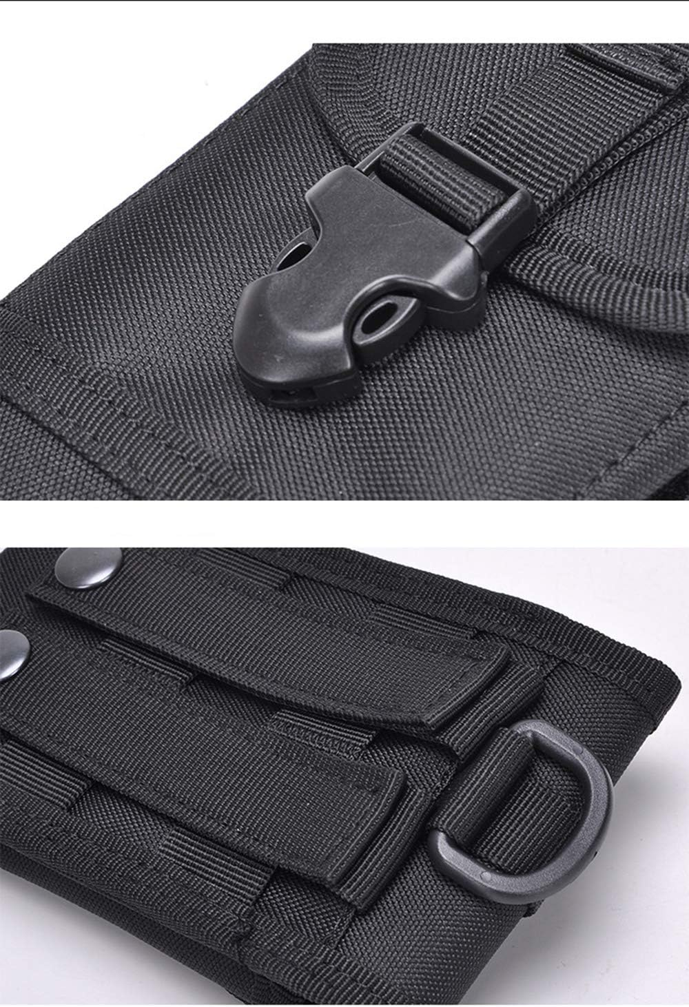 Outdoor MOLLE Tactical Military Pouch Army Black Waist Holster Smartphone Pouch Military 1000D Nylon Hook Loop Belt Phone Holster Phone with Slim Case image number 6