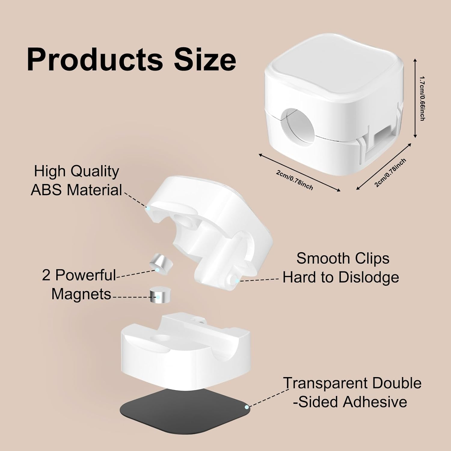 Magnetic Cord Organizer,8Pcs Cable Clips,Self Adhesive under Desk Cable Management,Cable Organizer Cable Holders for Desk, Nightstand,Phone Charger,Computer,Home,Office,Car (White) image number 1