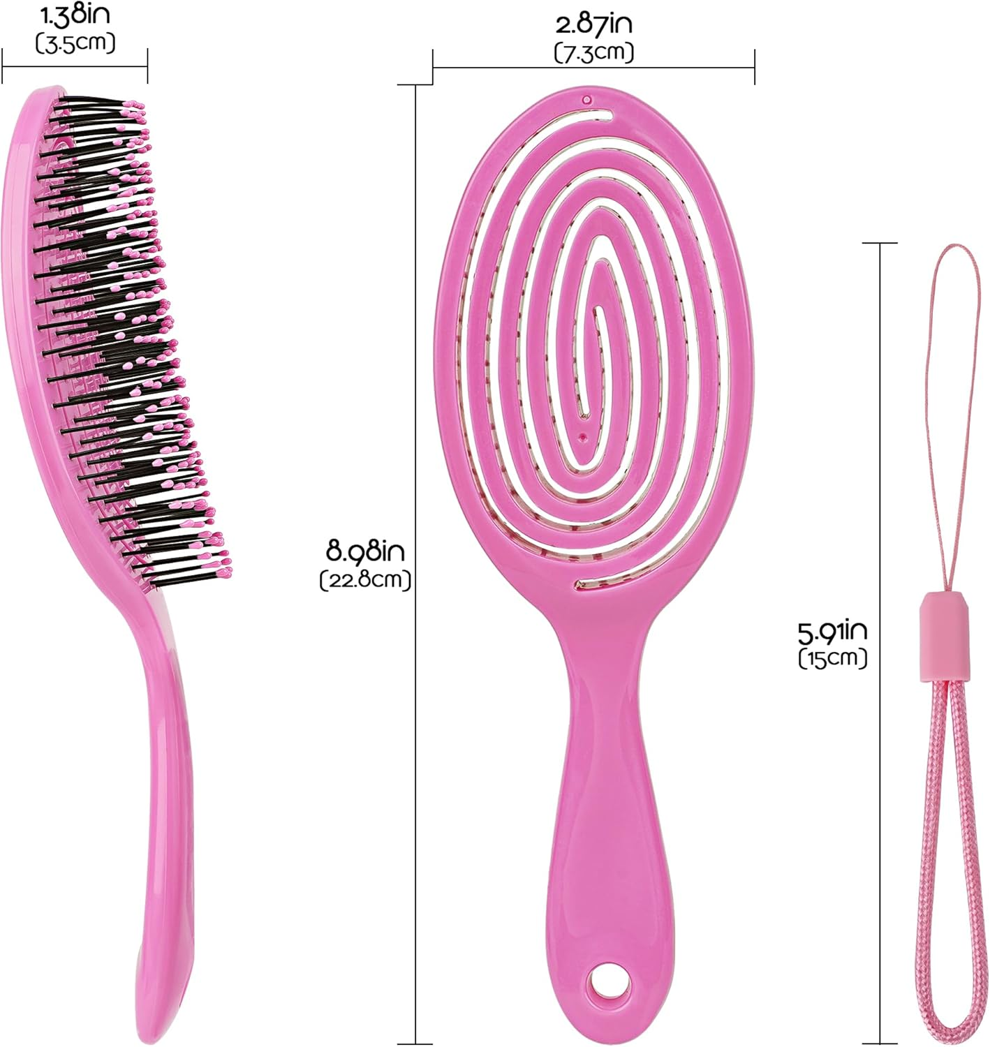 Biiange Detangling Brush for Women, Spiral Hairbrush, Vented Hairbrush with Soft Bristles, Glide through Tangles with Ease, for Straight, Curly & Wet Hair (Rose Red) image number 4