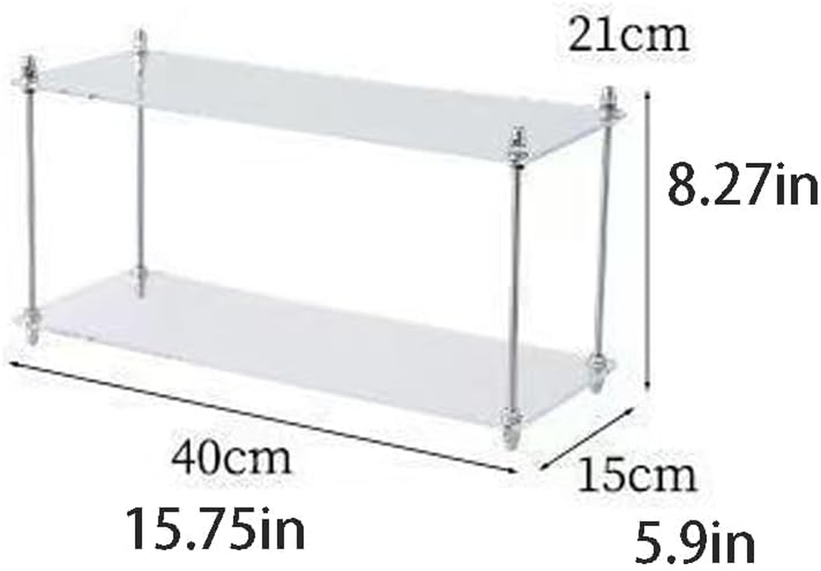 Hbluefat Acrylic Desktop Organizer Shelf, Multi-Tier Storage Display Rack, Clear Dresser Make up Perfume Shelving Unit for Home, Office, Bathroom, Countertop Organization (2-Tiers) - 2-Tiers image number 2