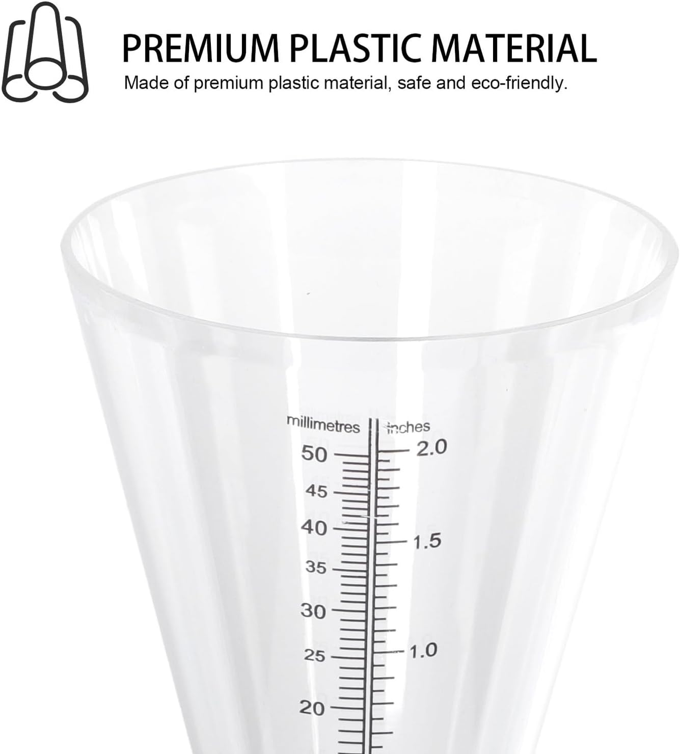 VICASKY Transparent Rain Gauge with Double Scale Ground-Insertion Plastic Rainfall Measuring Cup for Garden Outdoor Watering Measurement Millimeters image number 3