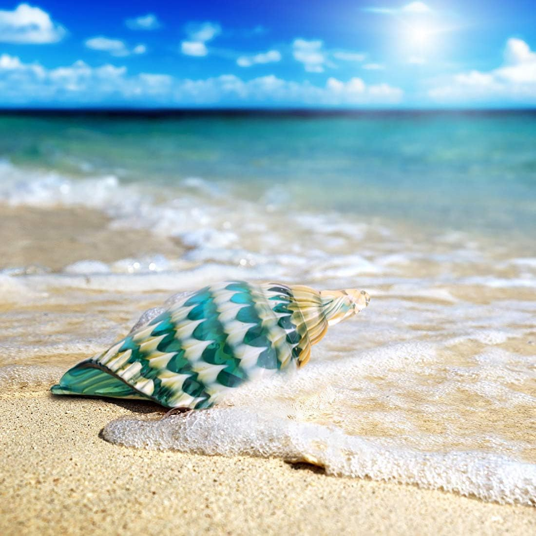 Qf Hand Blown Seashell, Beautiful Home Decor, Handmade Glass Art, Glass Conch image number 4