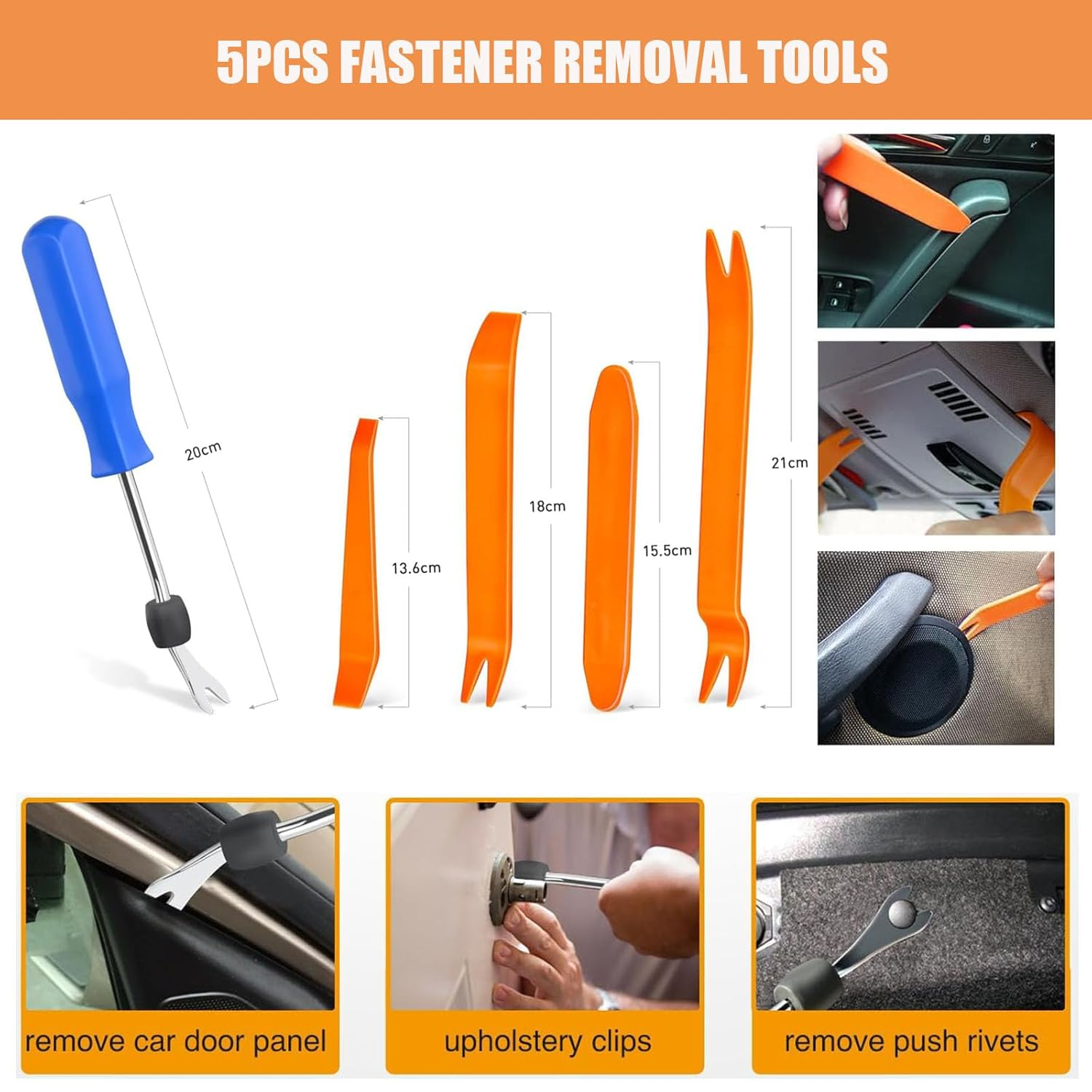 1295Pcs Car Push Retainer Clips & Auto Fasteners Assortment,Body Clips Fasteners Kit 37 Most Popular Sizes Fender Rivets Clips with 5 Removal Tools,10 Cable Ties for Bumper,Fender,Door Trim image number 2