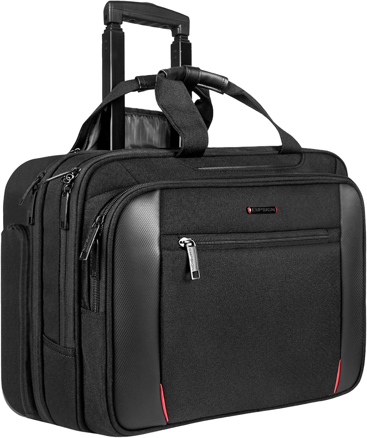 EMPSIGN Rolling Laptop Bag, 17.3 Inch Laptop Case Computer Bag for Men & Women, Water Repellent Travel Bag with RFID Blocking Section, Overnight Bag with Wheels, Briefcase for Business, Travel, School image number 5