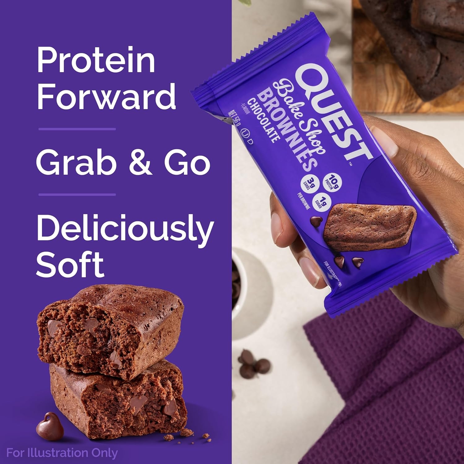 Quest Nutrition Bake Shop, Chocolate Brownies, 10G Protein, 3G Carbs, 1G Sugar, 10 Count image number 3