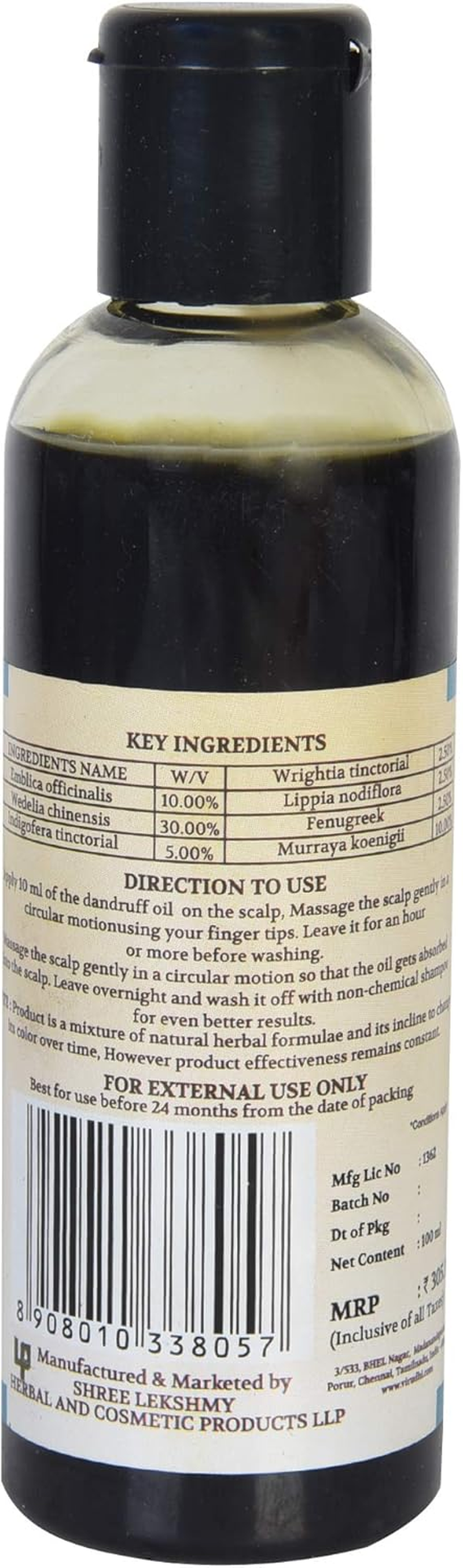 Virudhi Dandruff Control Oil | Prevents & Removes Dandruff | Soothes Irritable and Itchy Scalp (Ayurvedic) 100Ml image number 1