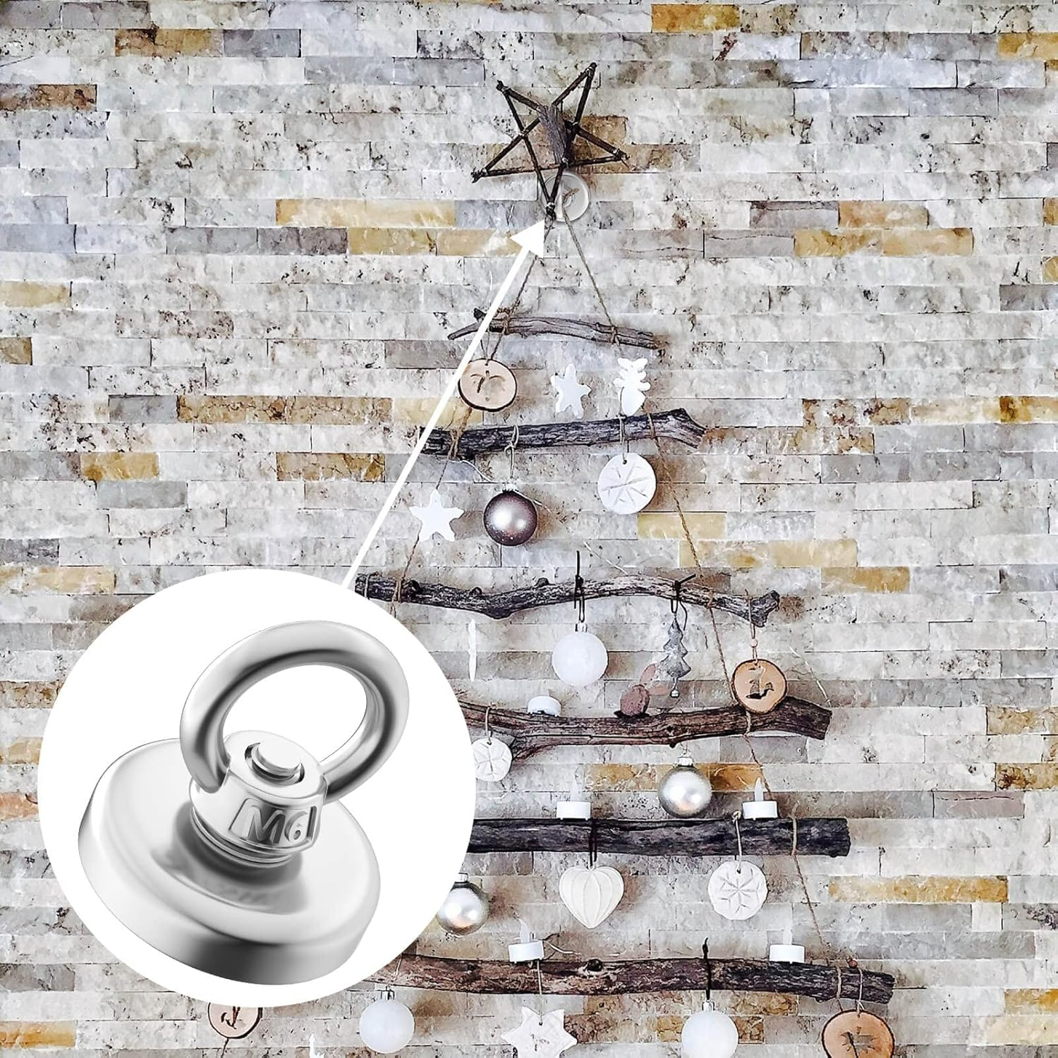 MIN CI Strong Neodymium Magnets Fishing Rare Earth Magnets 110Lb Pulling Force Heavy Duty 1.26 Inch(32 Mm) Industrial Magnets for Retrieving in River and Salvage, Pack of 2 image number 2