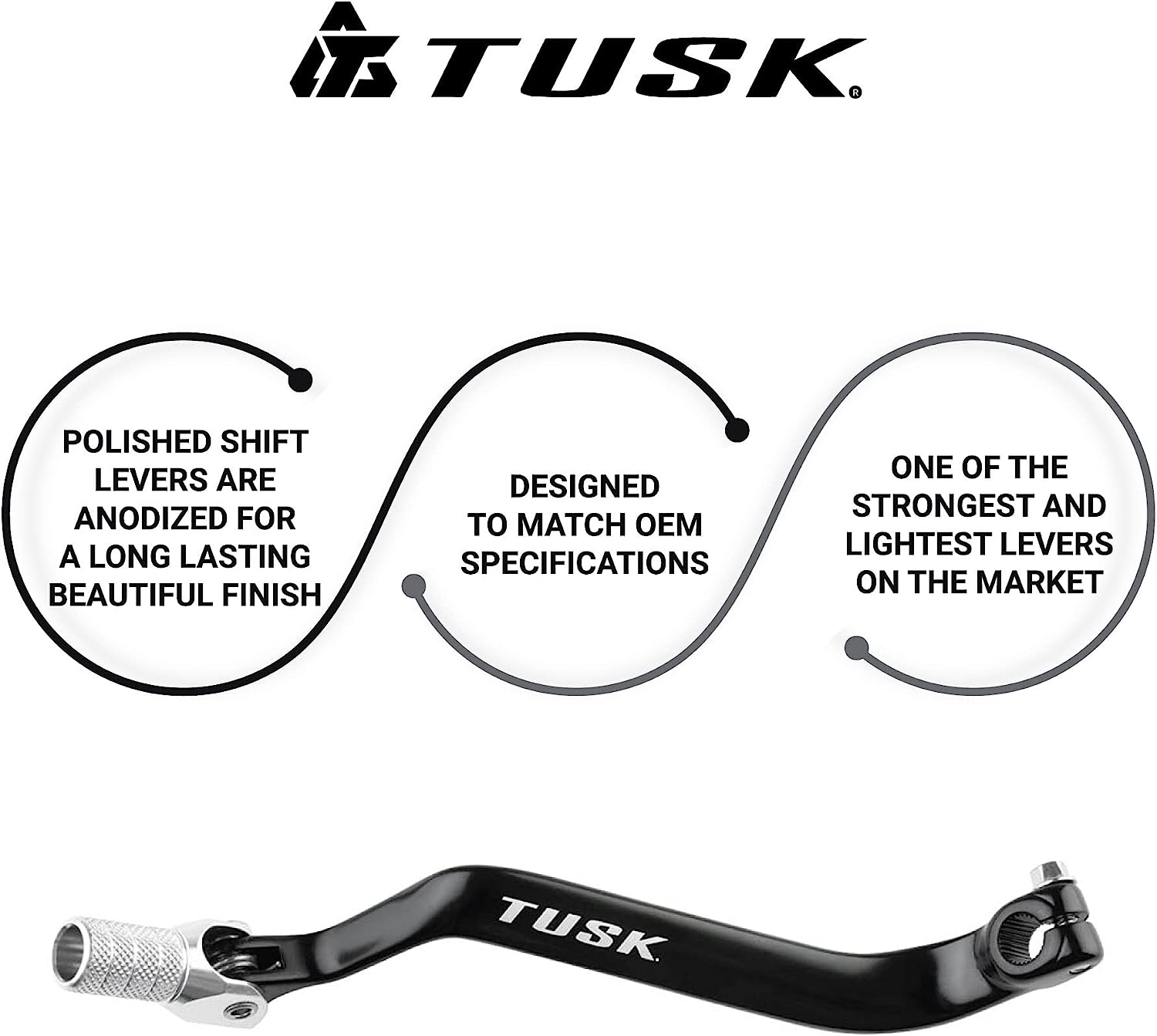 Tusk Folding Shift Lever Black/Silver Tip -Fits: Kawasaki KLR650 1987-2017 image number 2