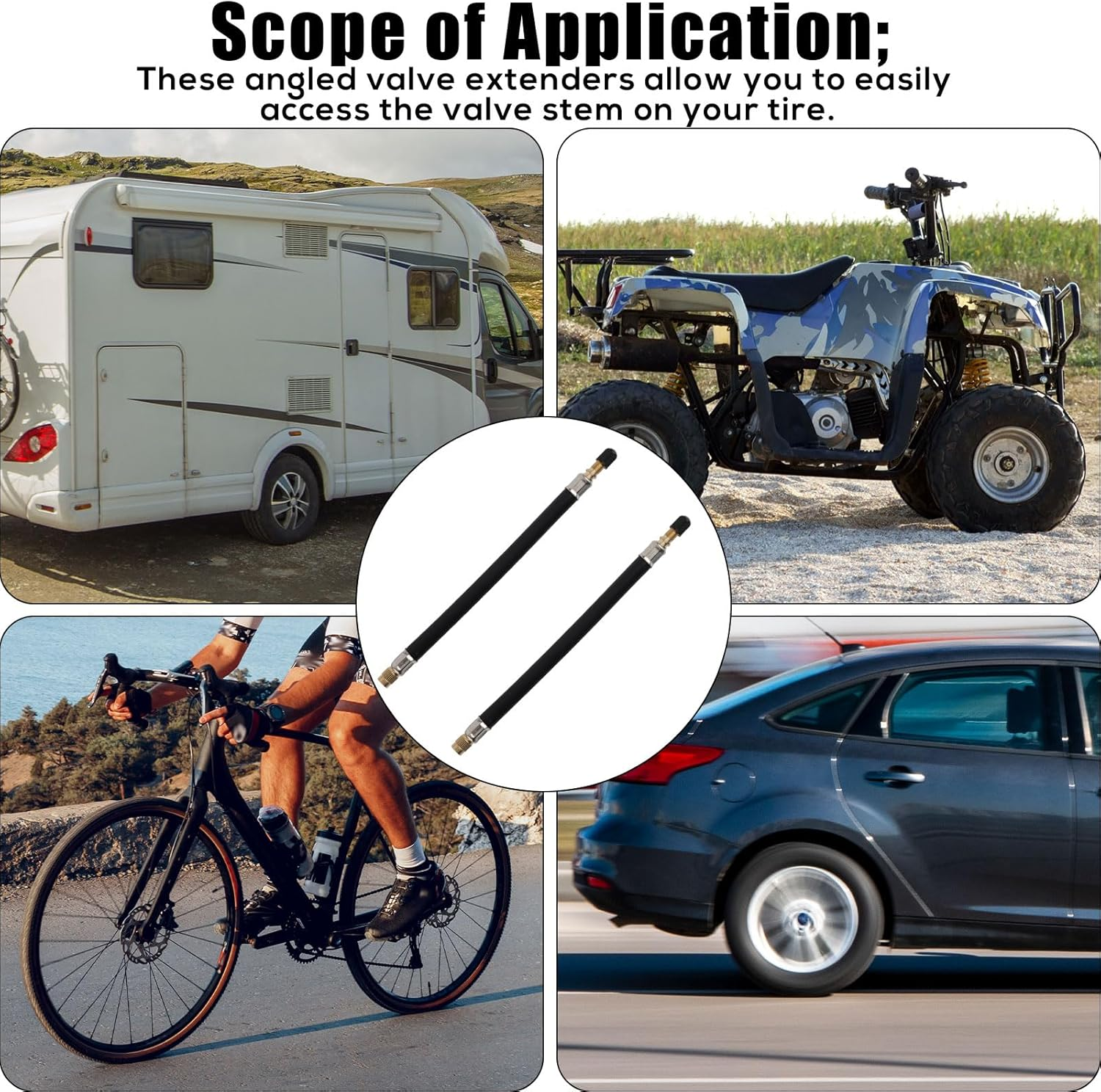 Gosknor 2Pcs Valve Stem Extension, 8.54 Inch Valve Stem Extenders Flexible Tire Valve Extender Extension Tire Valve Adaptor for Cars Motorcycles Bicycles Rvs Air Compressors image number 2