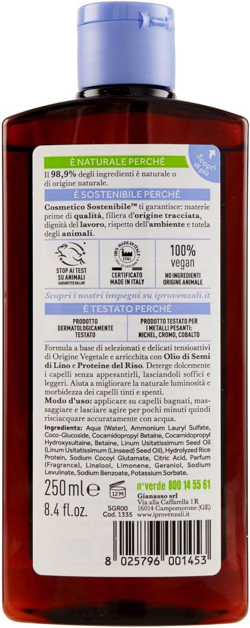 I Provenzali Shampoo Oil of Linseed Seed 250 Ml