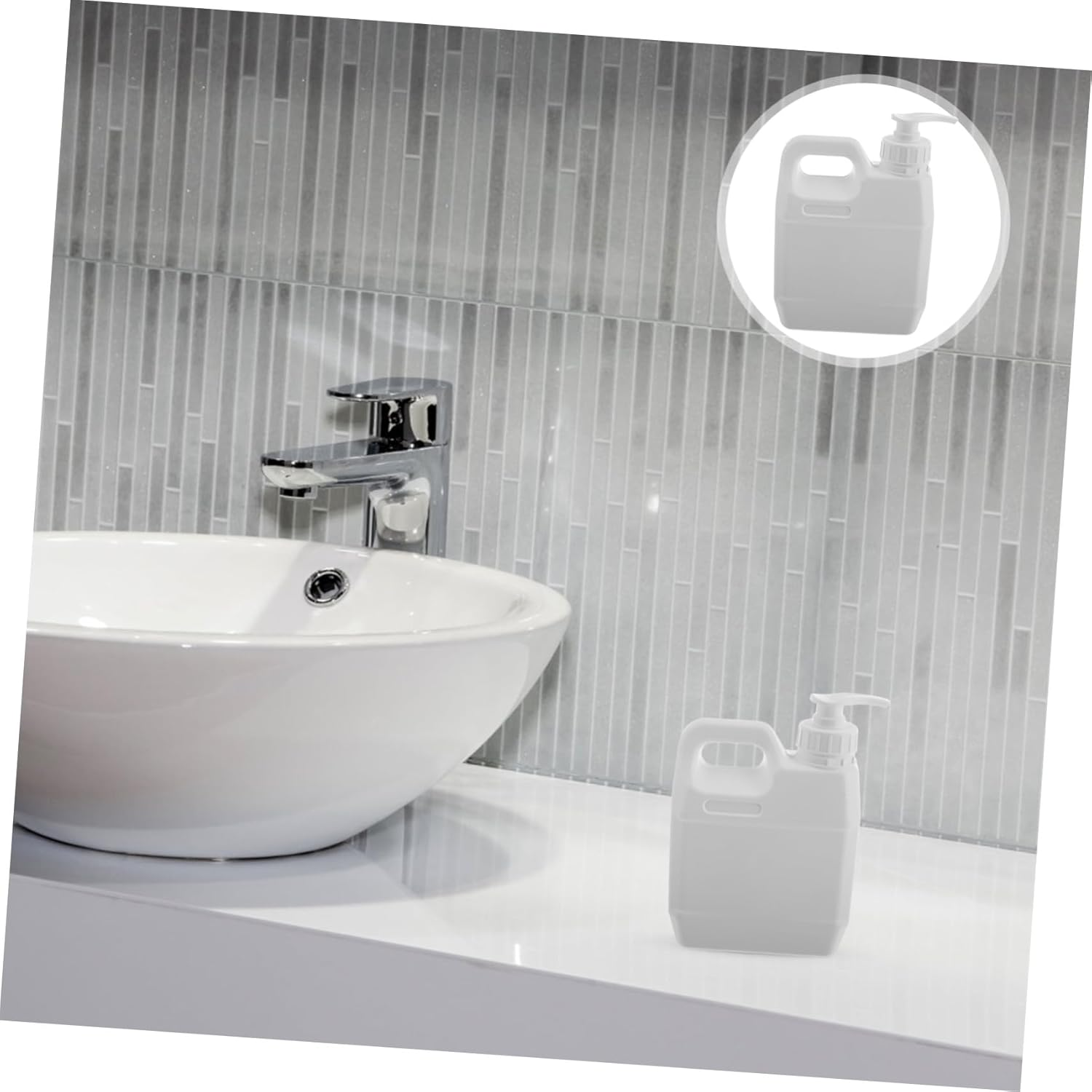 TINEASUR 1L Shampoo Dispenser Pump Bottle White Square Plastic Shampoo and Conditioner Container Pump for Travel and Home Bathroom image number 3