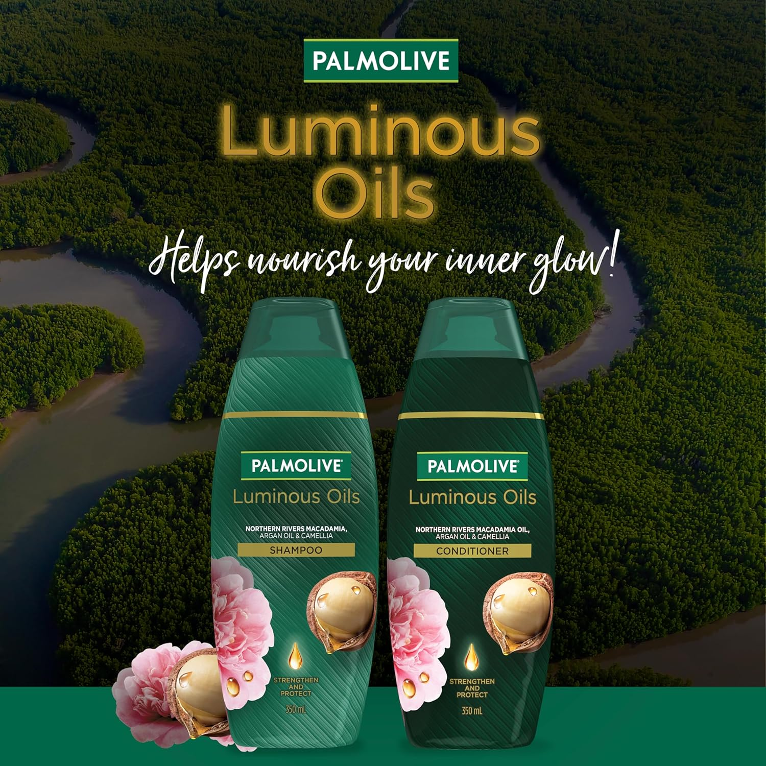 Palmolive Luminous Oils Hair Conditioner, Northern Rivers Macadamia, Argan & Camellia, 350Ml, Strengthen and Protect image number 5