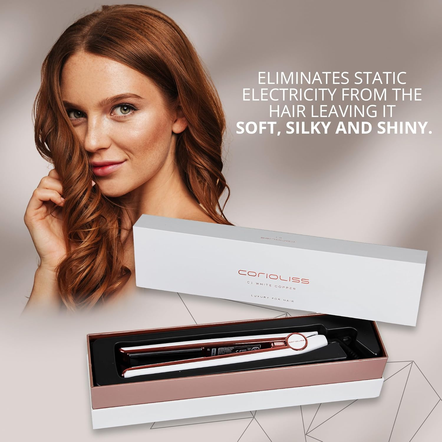 Corioliss C1 Digital Hair Straightener for Women Professional Titanium Plates Flat Iron (White Copper) - Leopard Gold image number 2