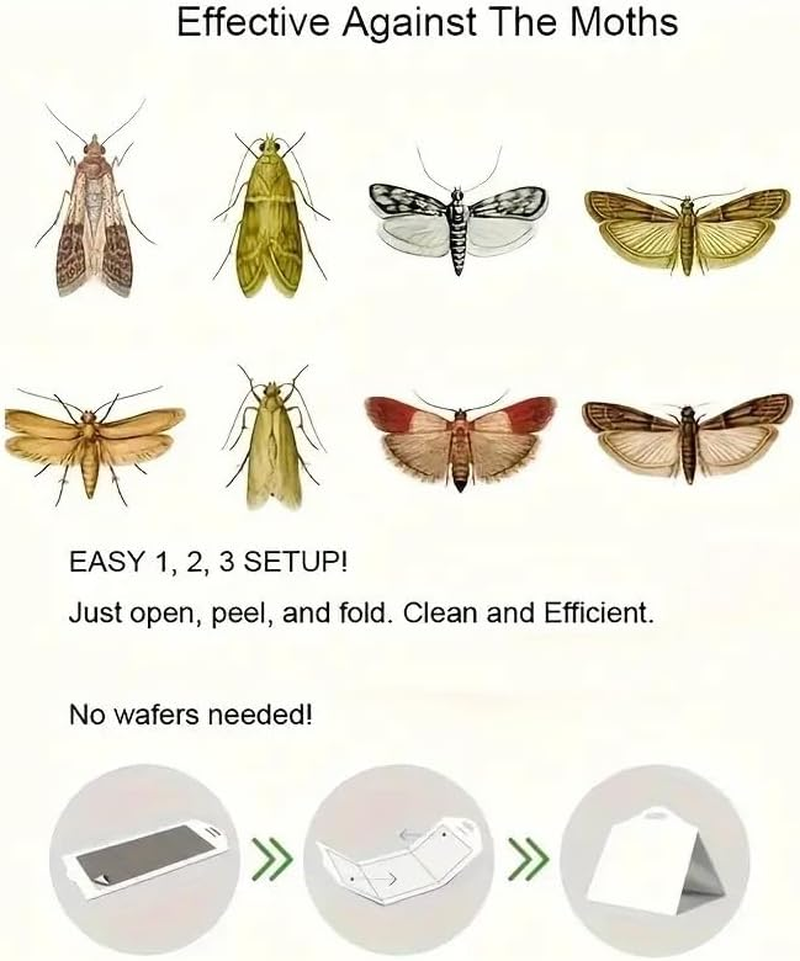 Pantry Moth Traps 6-Pack Indoor Moth Traps-Glue Traps with Pheromones for Pantry Moths- Adhesive Tool for Wool Closet Carpet Food and Cupboard image number 2