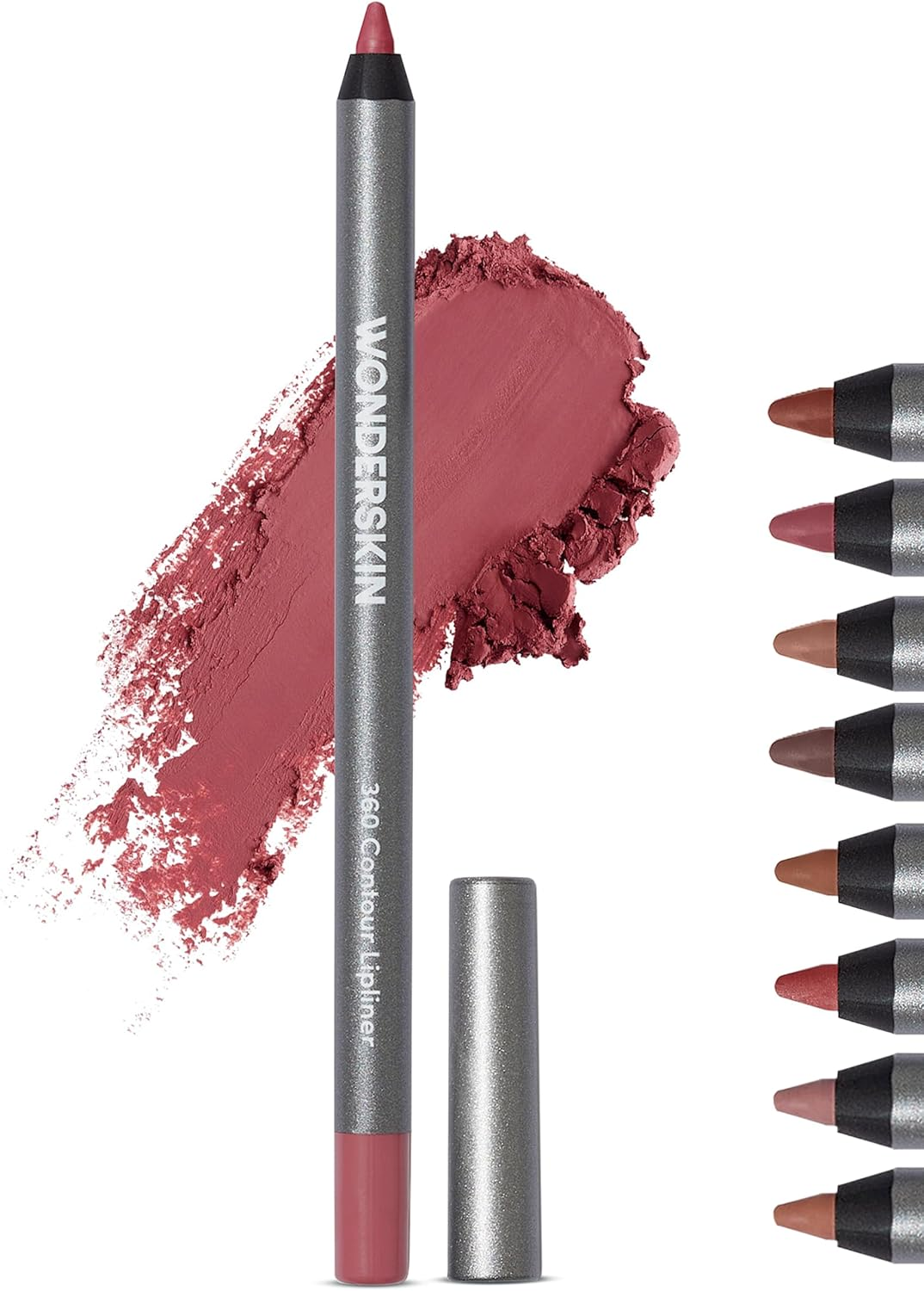 Wonderskin Lip Liner Pencil - 360 Contour Lipliner, Long Lasting, Sharpenable, Waterproof and Transfer-Proof Brown Lip Liner Pencil (Saddle)