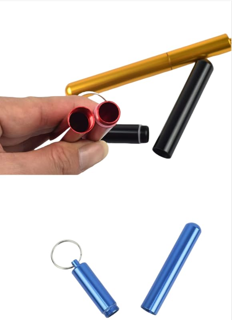 Aluminum Waterproof Storage Tube Holder Case,5Pcs Toothpick Holder Pocket Storage Tube,Waterproof Pocket Tube Container Holder with Keychain,Metal Portable Toothpick Holder Pocket Toothpick Holder Box image number 4