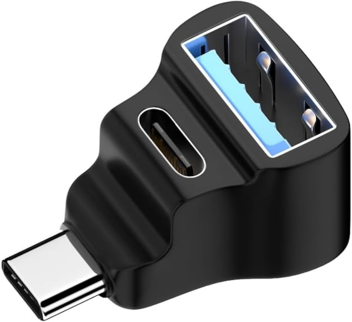 CY 10Gbps USB3.0 Type C Male to Female Power Data Video Adapter opposite U Shape Back Angled Compatible with Deck Phone Laptop