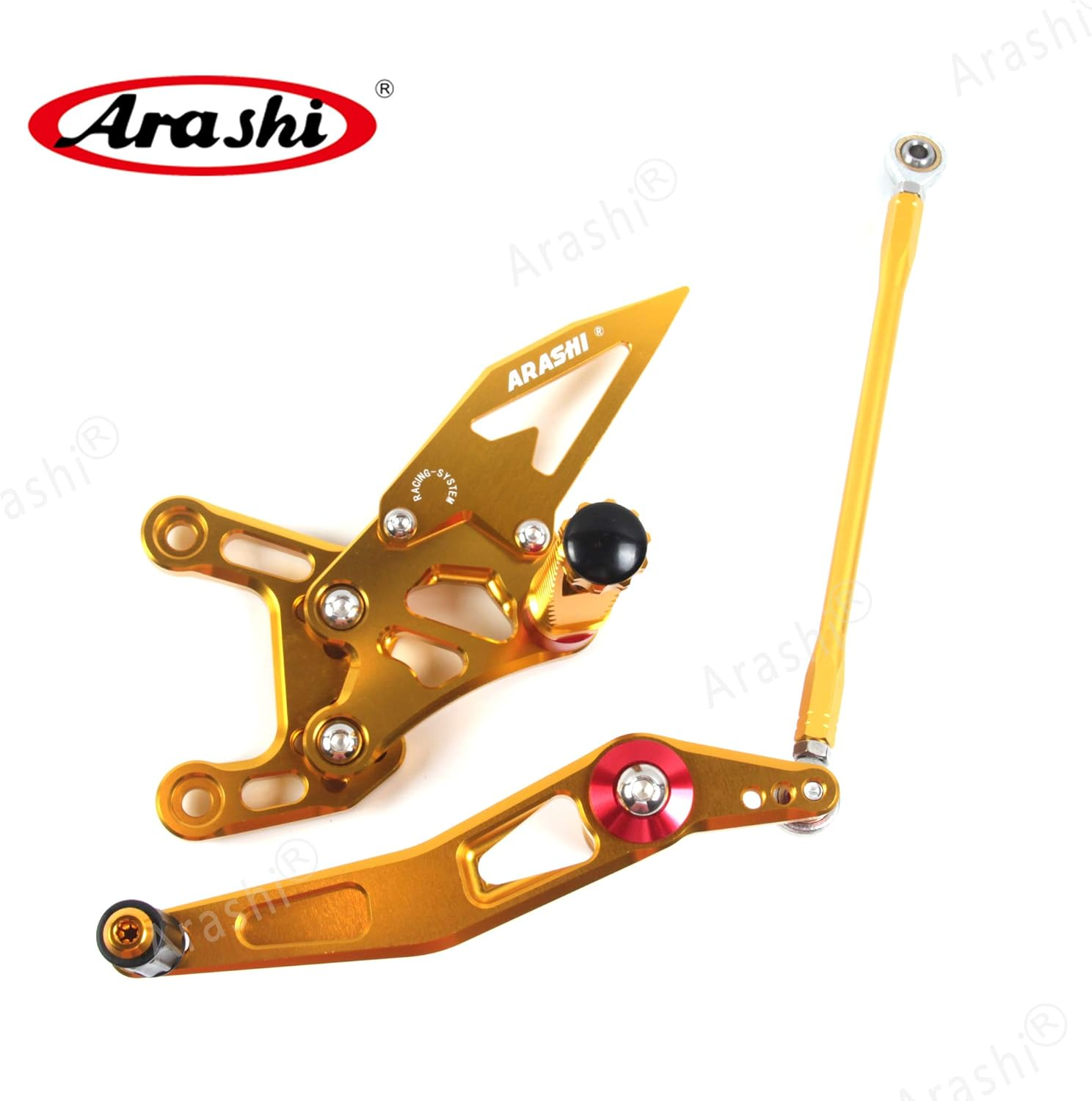 Arashi Version 2.0 Adjustable Rearsets for Yamaha YZF R1 2009-2014, Gold image number 1
