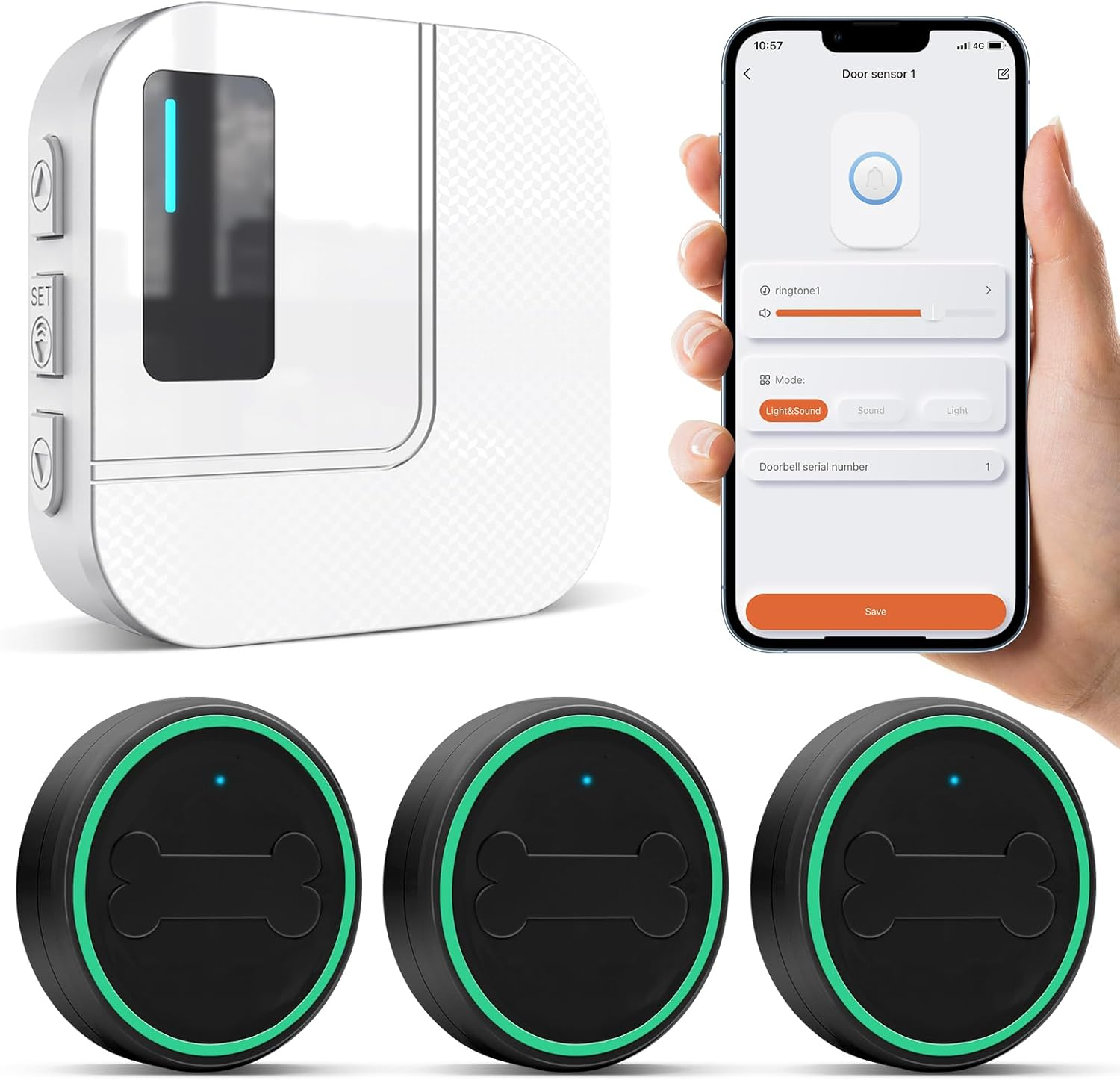 DAYTEE Mobile Doorbell, Wifi Tuya Smart Doorbell, Touch Outdoor Waterproof Doorbell (Black, 1 X Receiver + 3 X Transmitters) image number 5